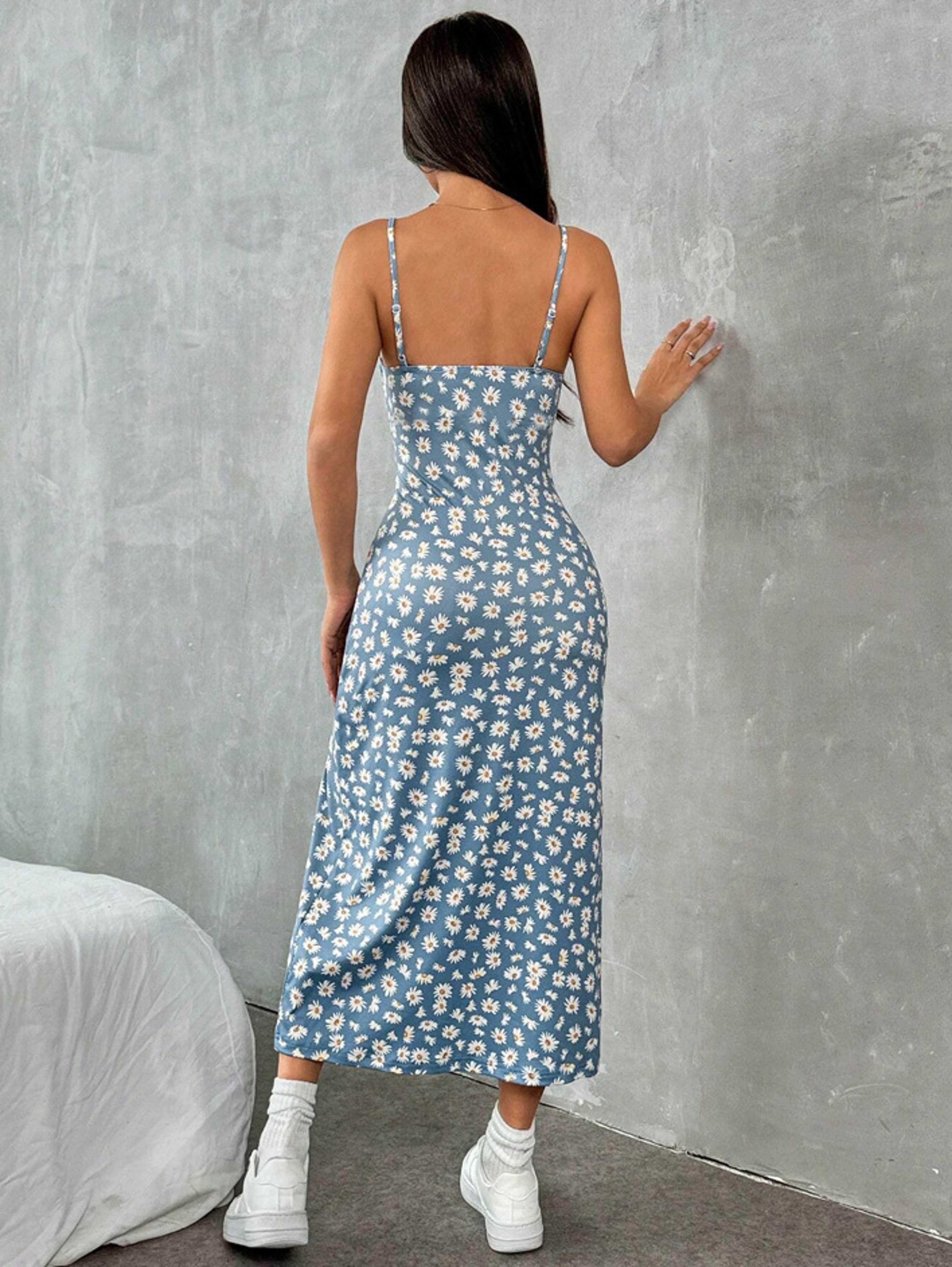 Strapless Leopard Print Maxi Dress with High Slit – view 5