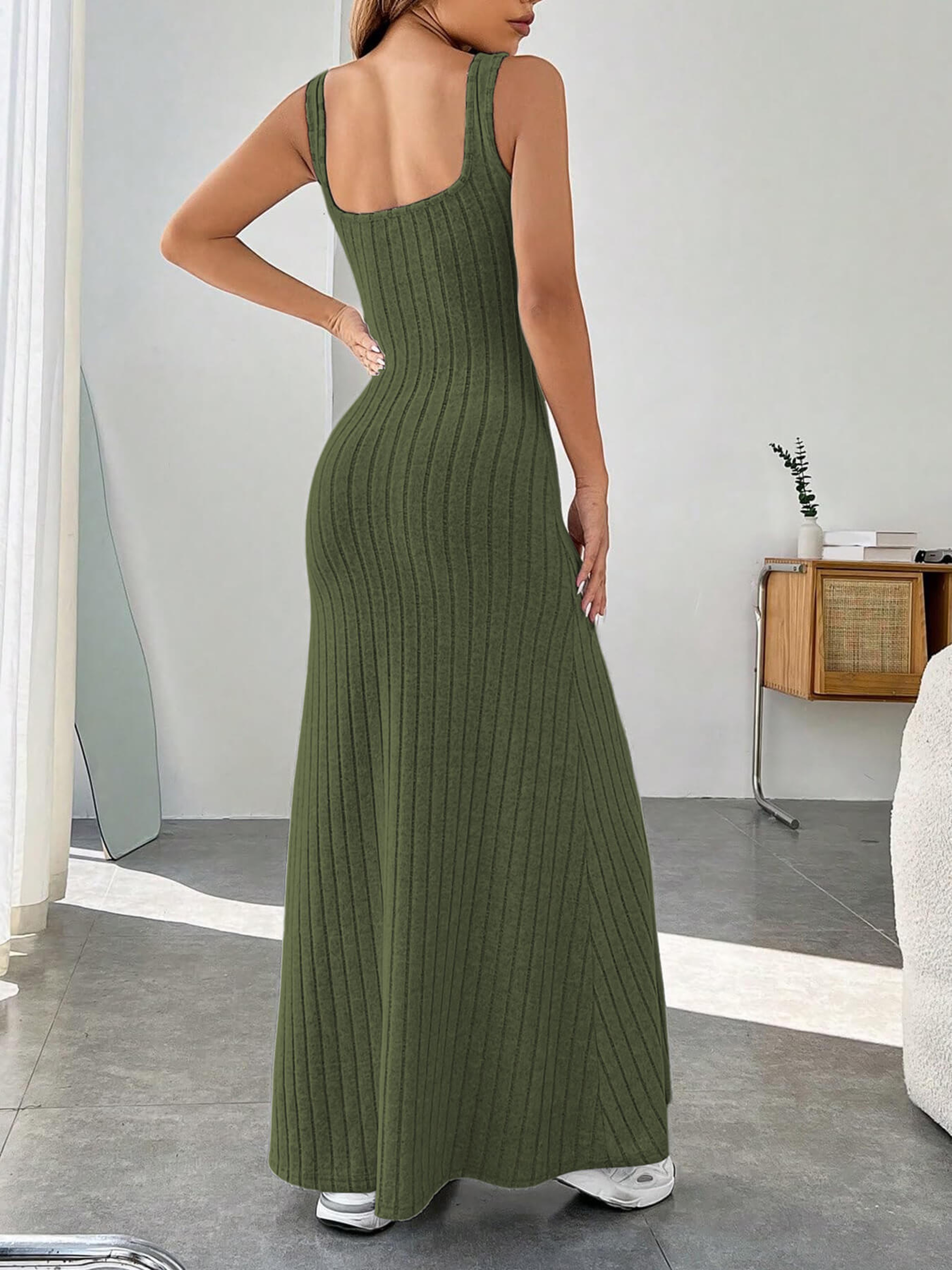 Women's Casual Ribbed Long Dress Soft Stretchy Athleisure Loungewear – view 2