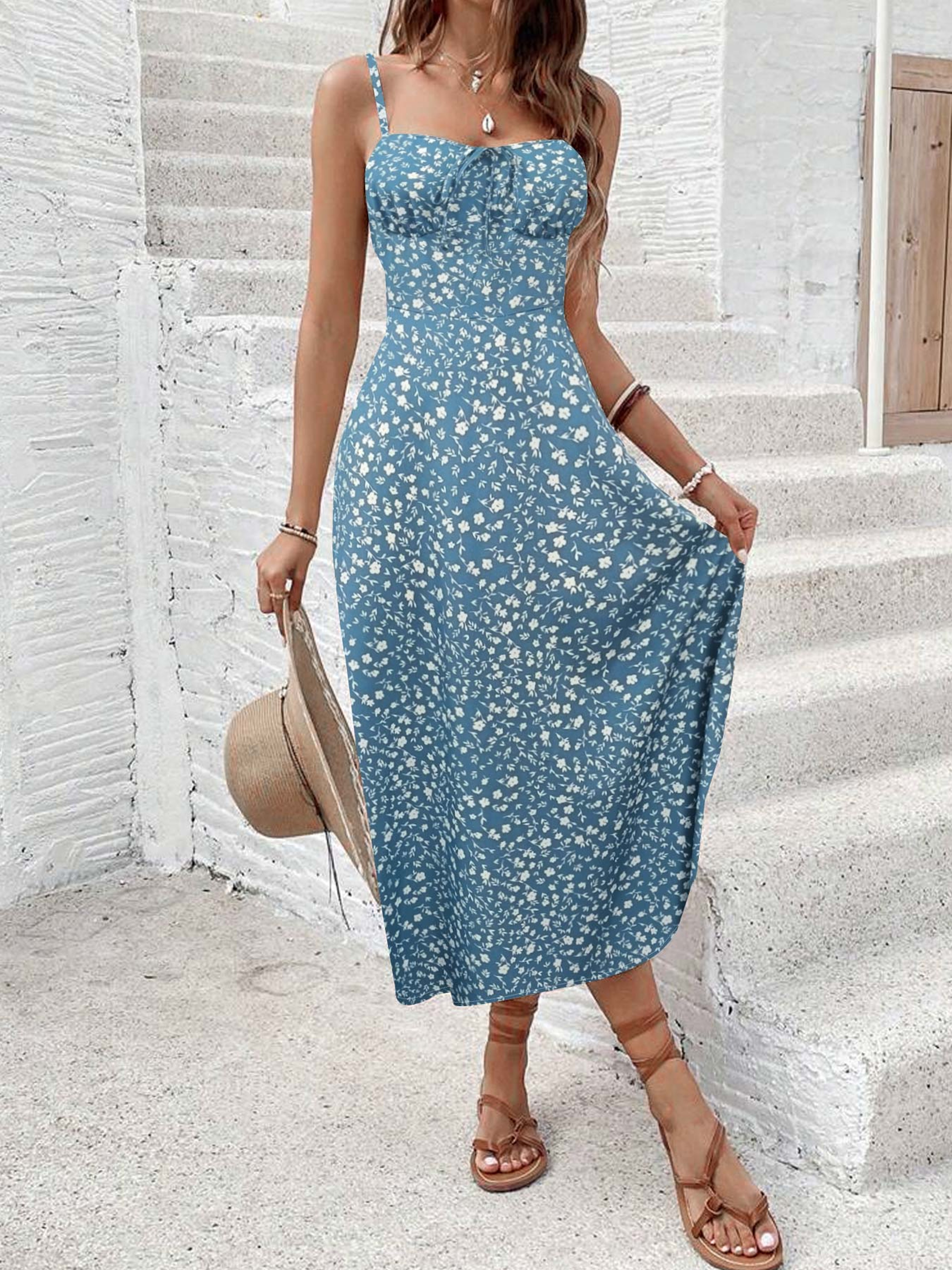 Boho Floral One Shoulder Beach Sundress 2