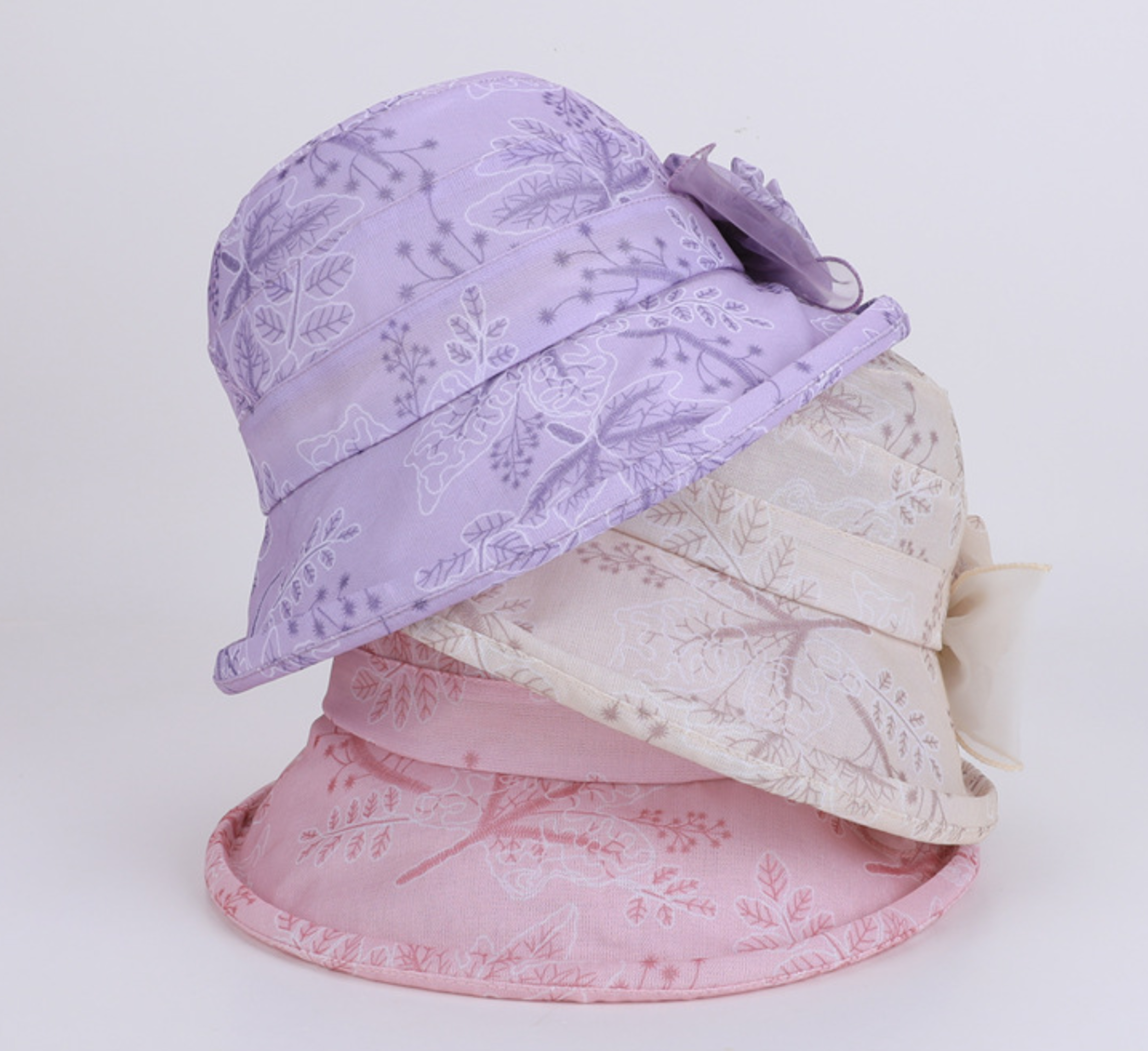 Plant Print Sun Hat Lightweight Elegant Wide Brimmed Sun Hat for Summer Outings and Beach Vacation Hat – view 2