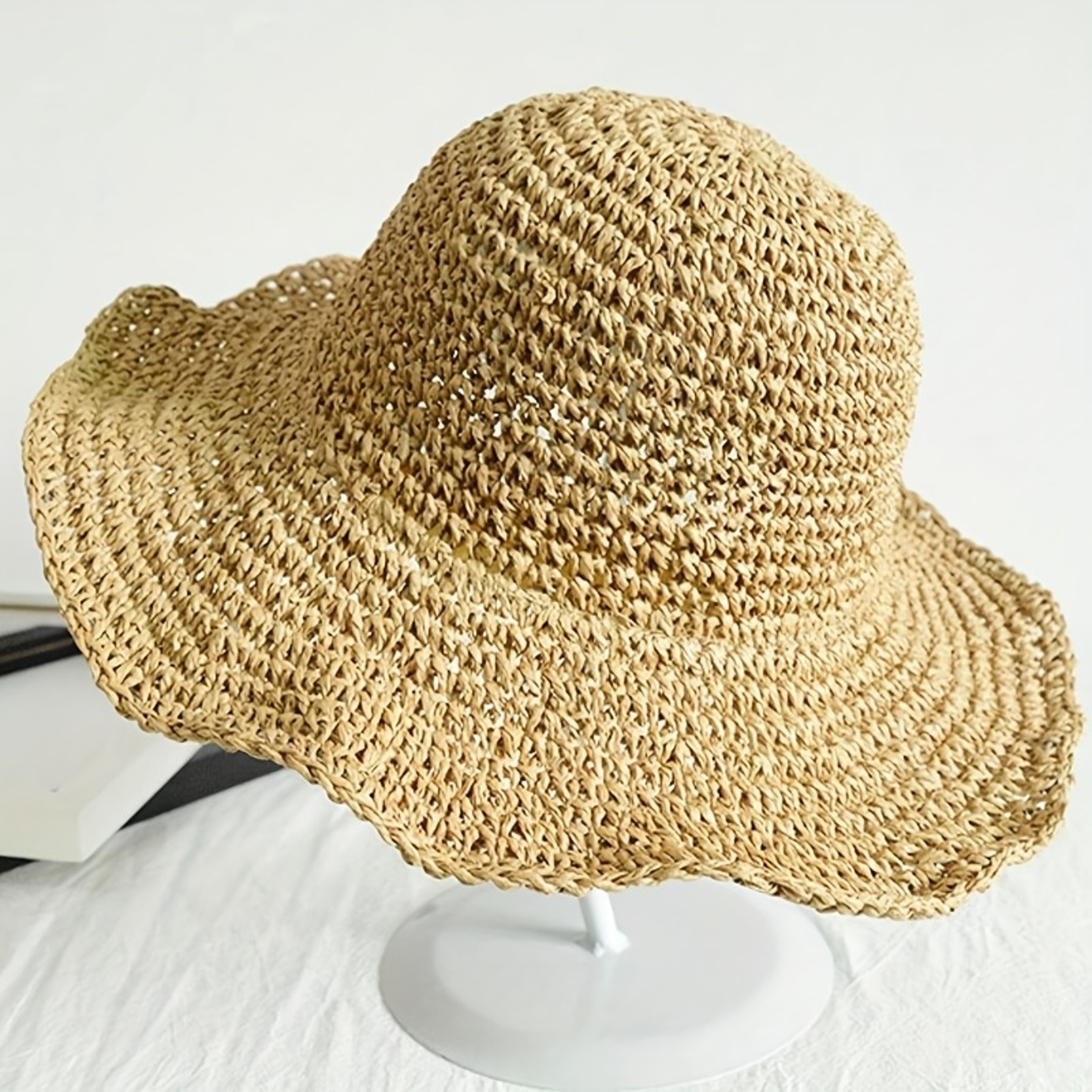 Foldable Wide Brim Beach Hat Packable Summer Sun Hat for Women with Adjustable Drawstring – view 3