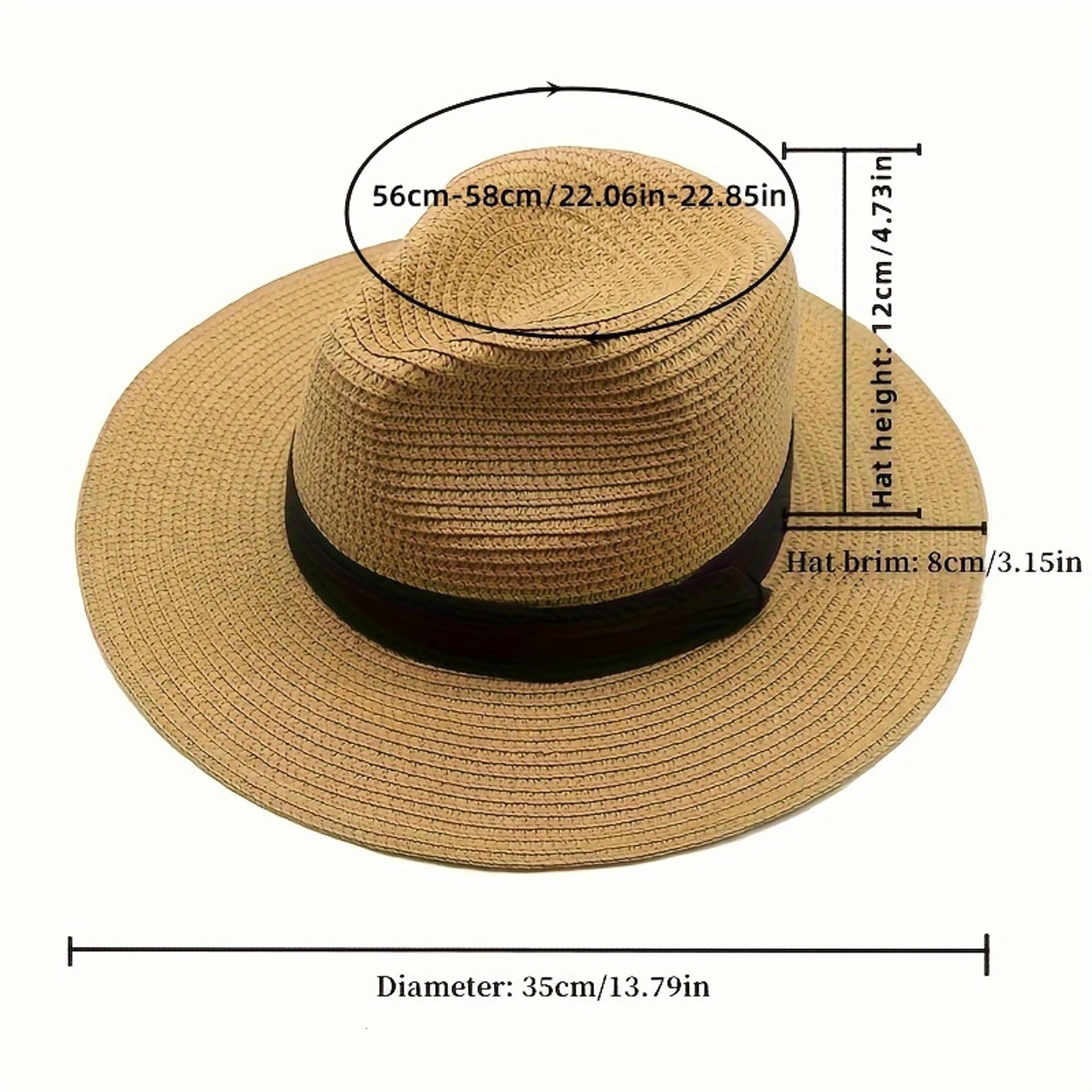 Unisex Summer Wide Brim Straw Fedora Hat Trendy Beach Sun Cap with Ribbon – view 4