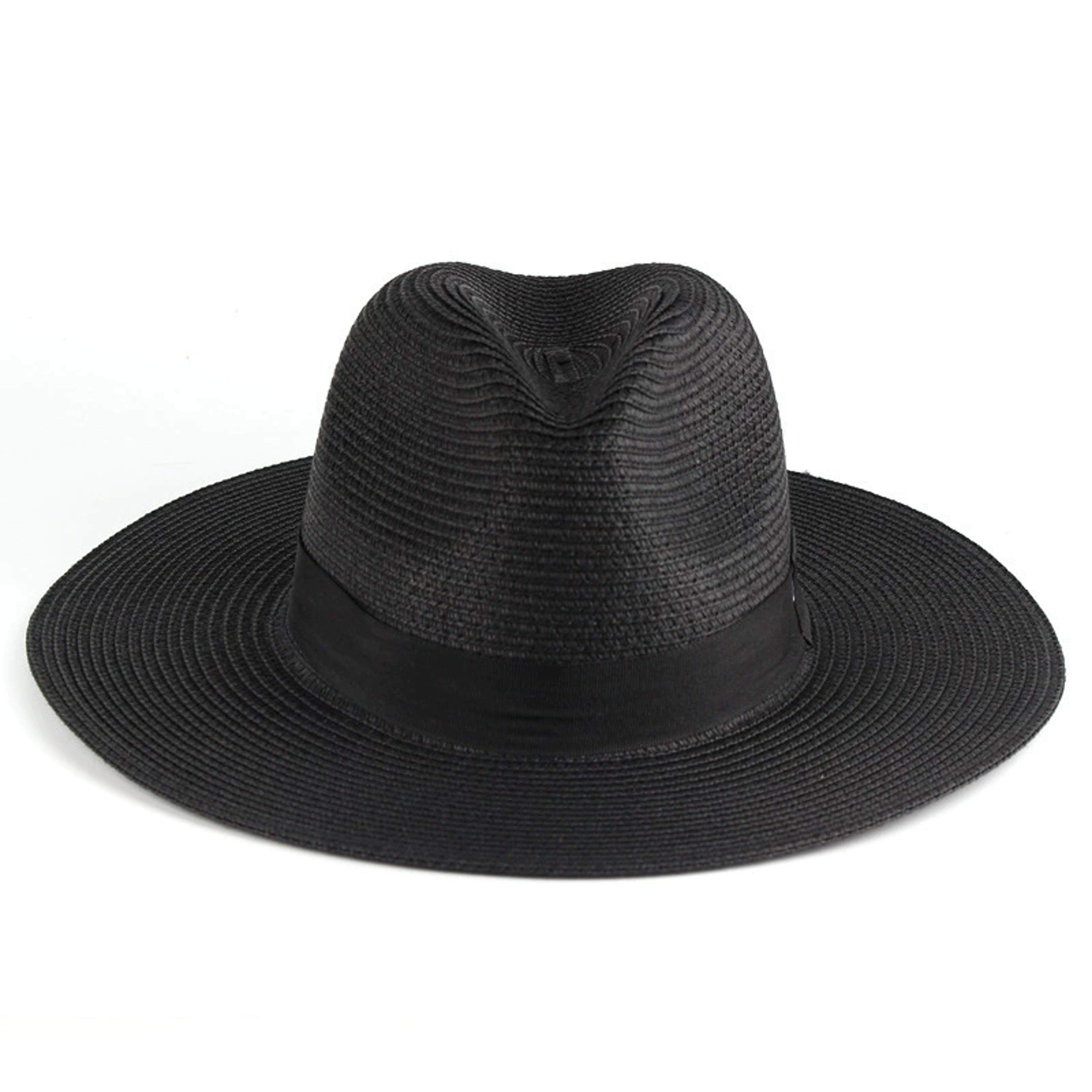 Unisex Summer Wide Brim Straw Fedora Hat Trendy Beach Sun Cap with Ribbon – view 9