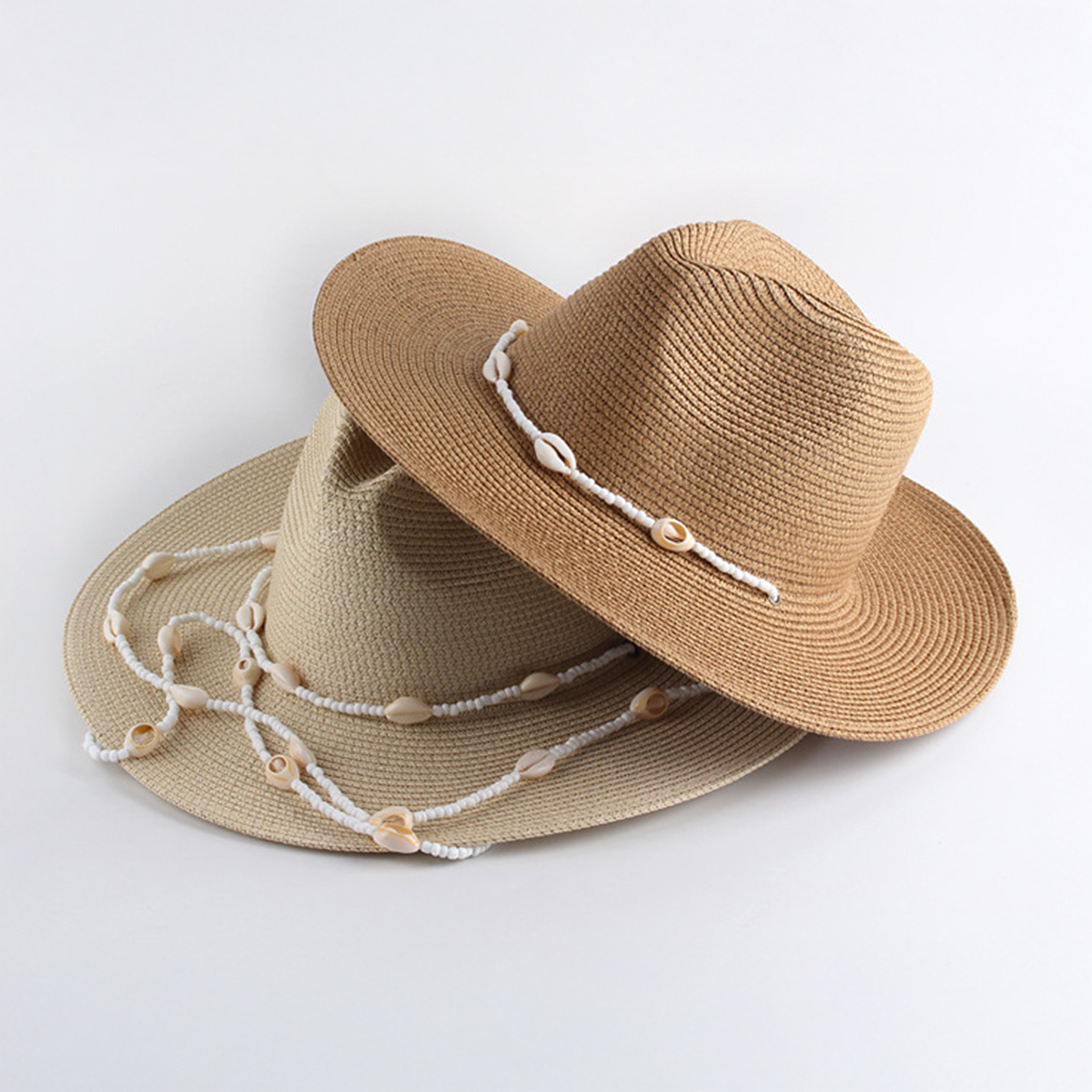 Seashell Beaded Wide Brim Straw Hat UV Protection Packable Sun Hat for Women – view 2