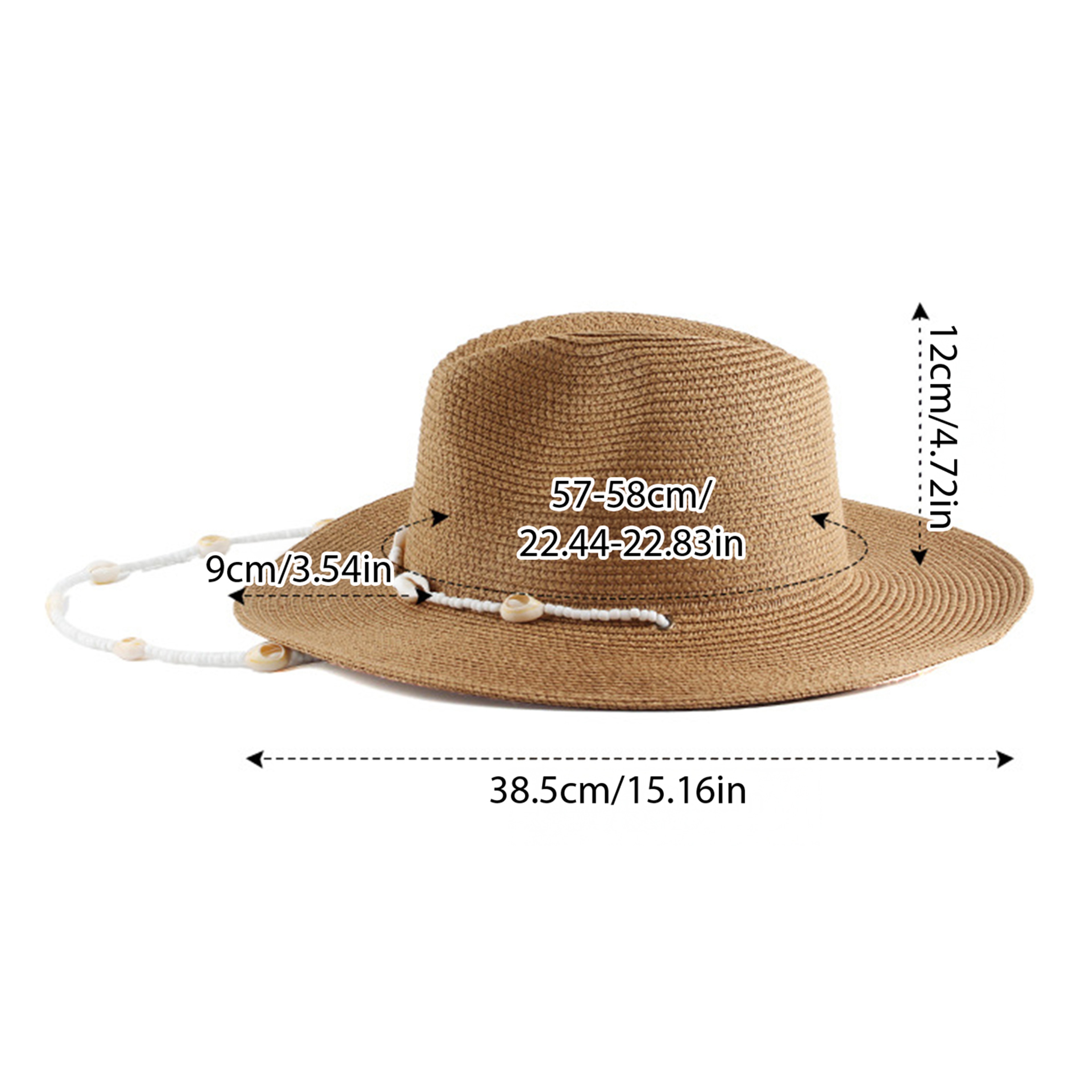 Seashell Beaded Wide Brim Straw Hat UV Protection Packable Sun Hat for Women – view 6