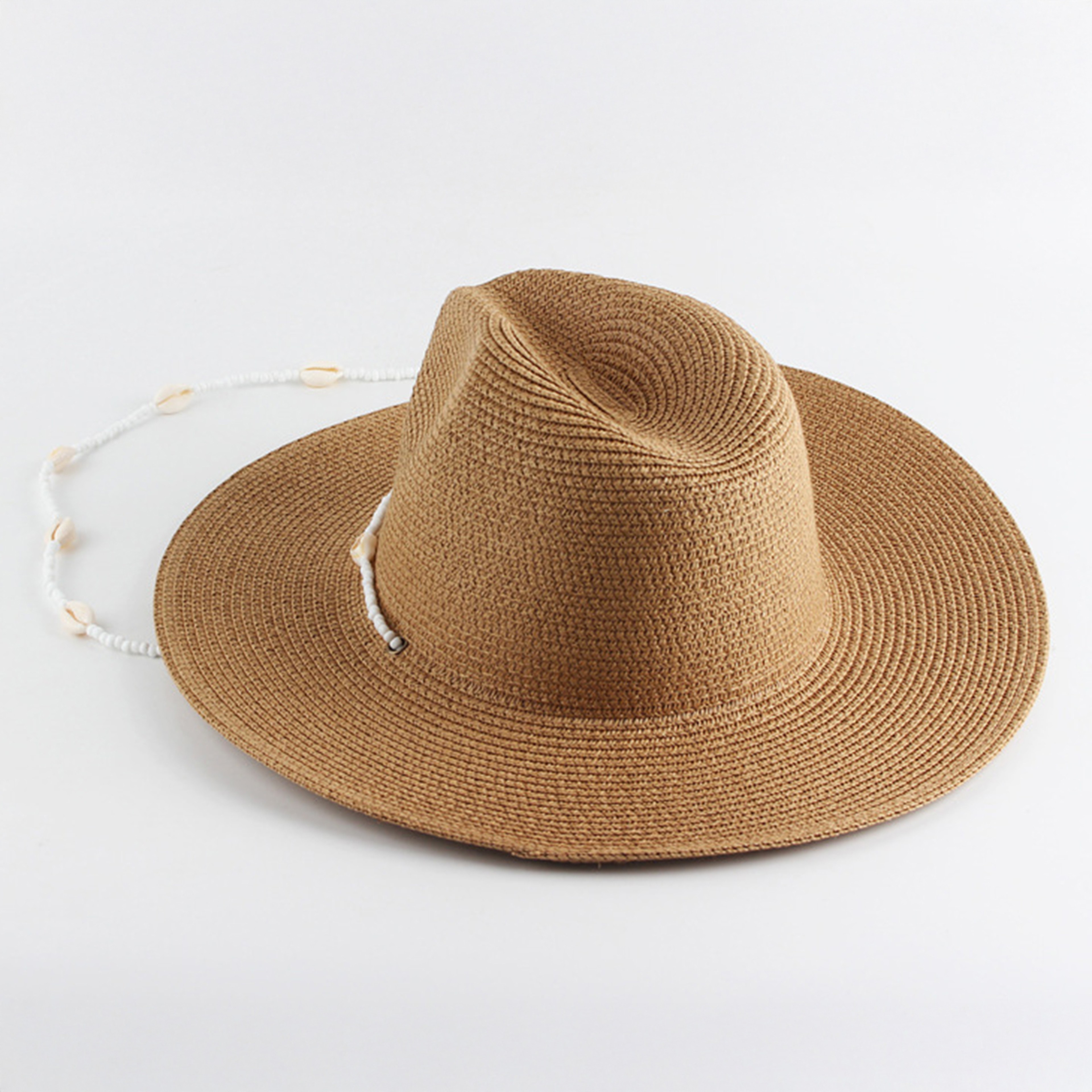Seashell Beaded Wide Brim Straw Hat UV Protection Packable Sun Hat for Women – view 8