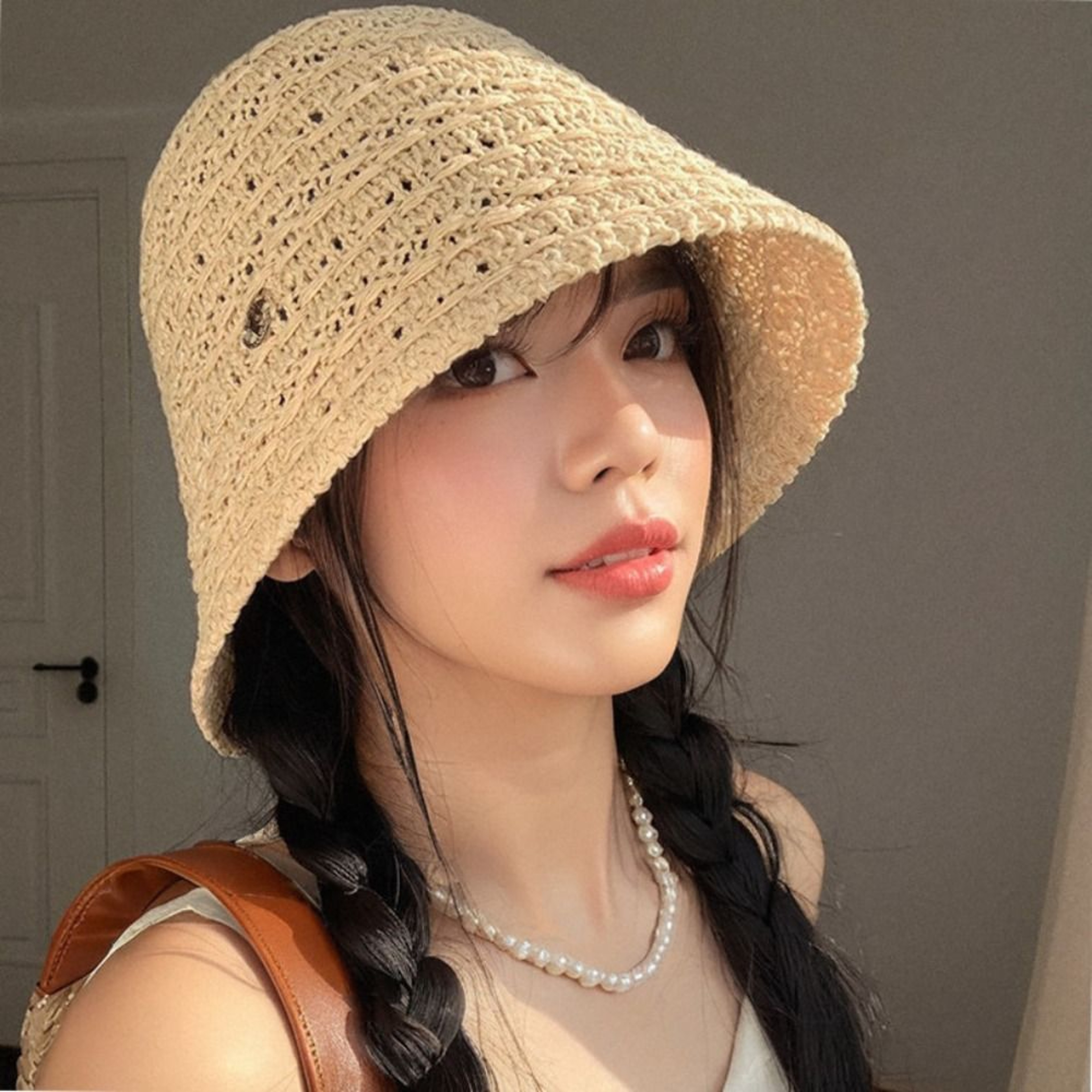 Breathable Straw Bucket Sun Hat – Wide Brim Beach Visor Cap – view 4