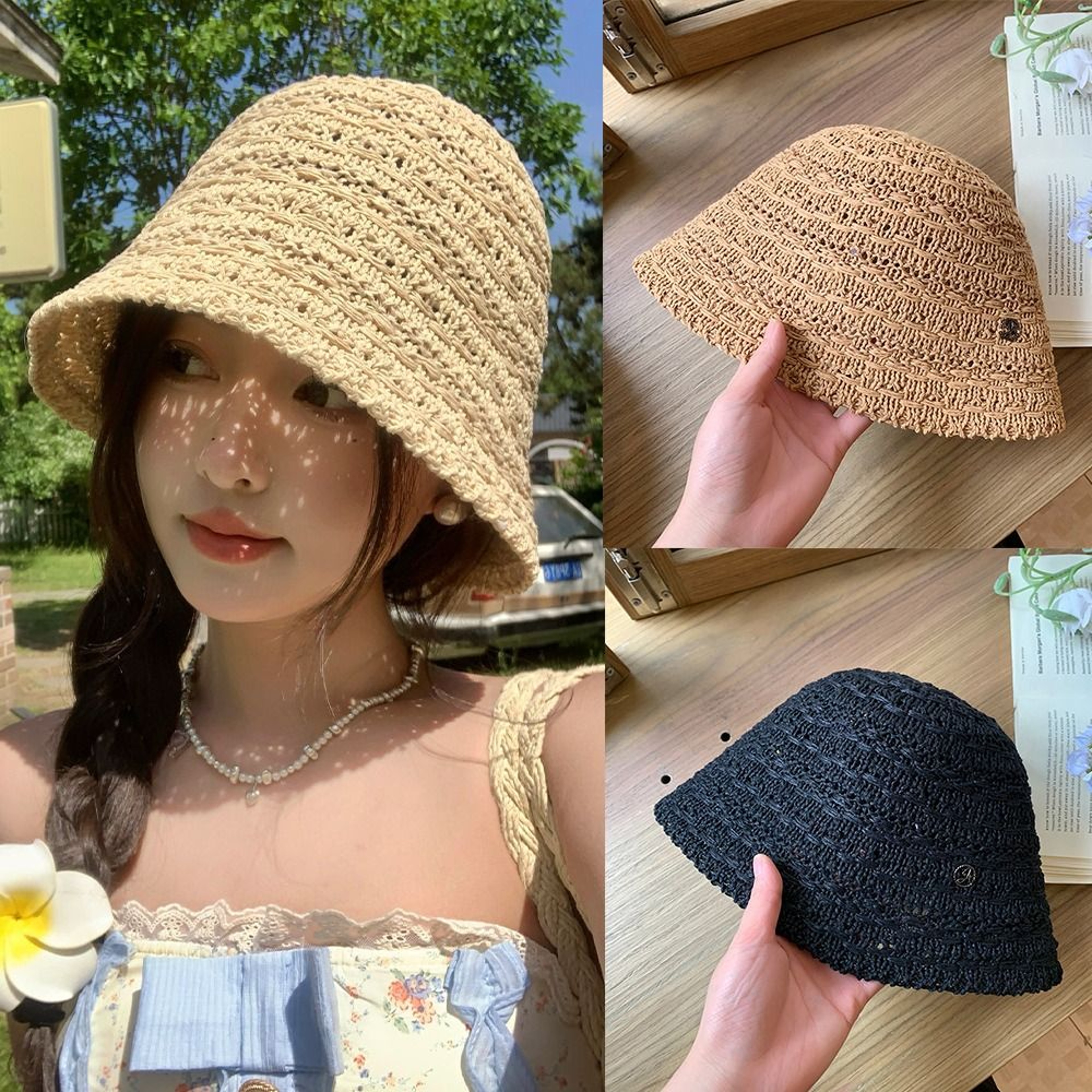 Breathable Straw Bucket Sun Hat – Wide Brim Beach Visor Cap – view 5