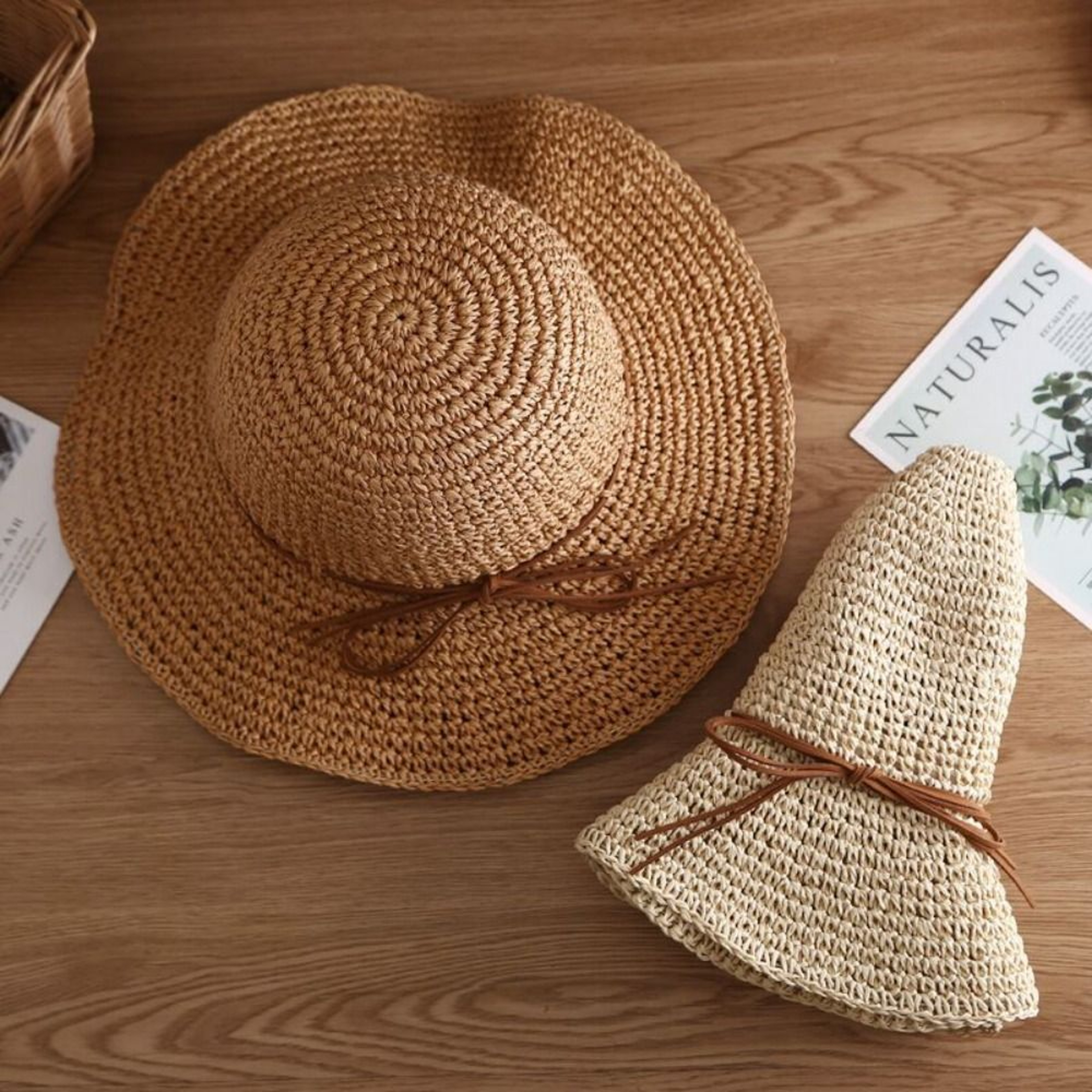 French Style Wide Brim Beach Hat With Elegant Accent Bow 2