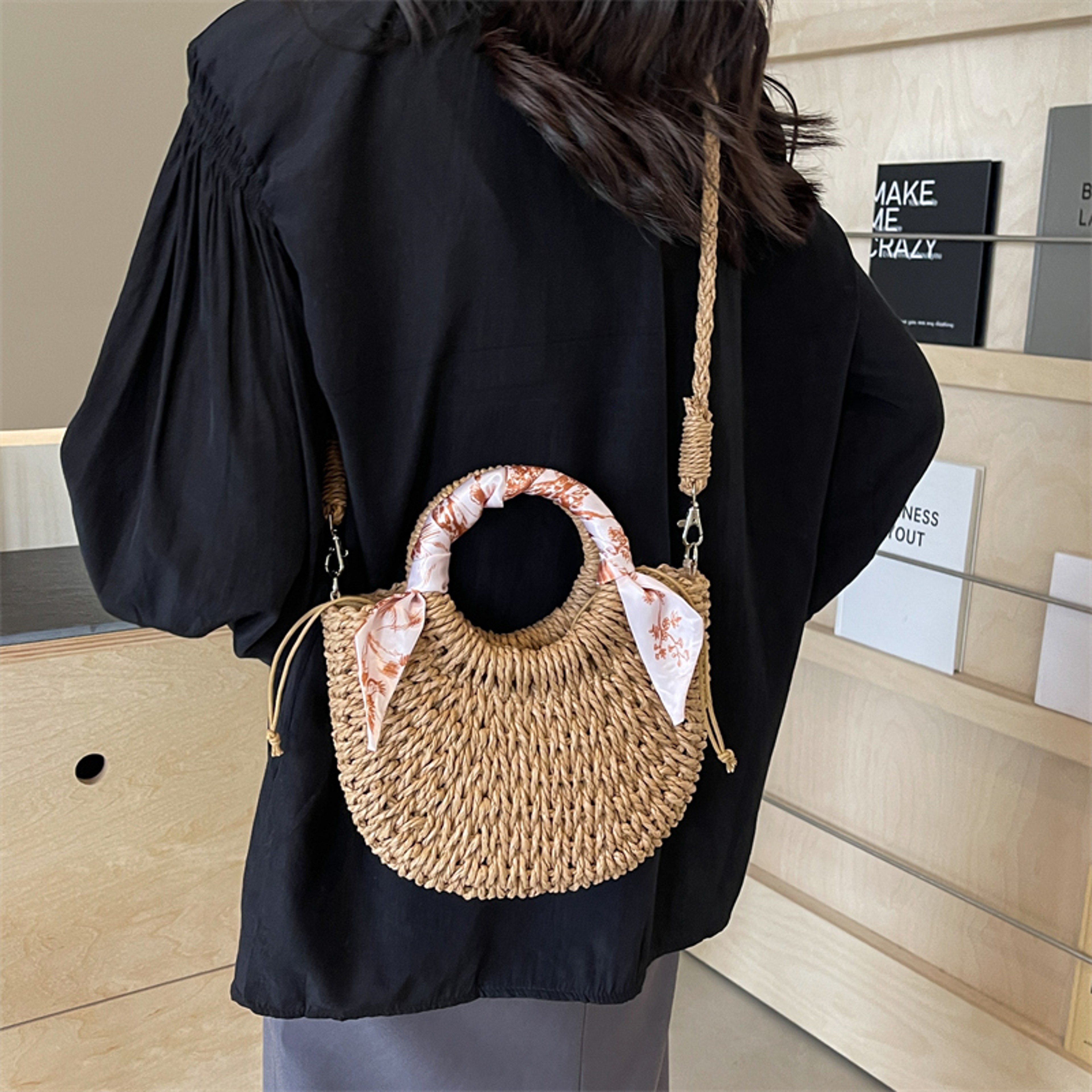 Handmade Half-Moon Straw Bag for Women - Chic Summer Beach Tote – view 6