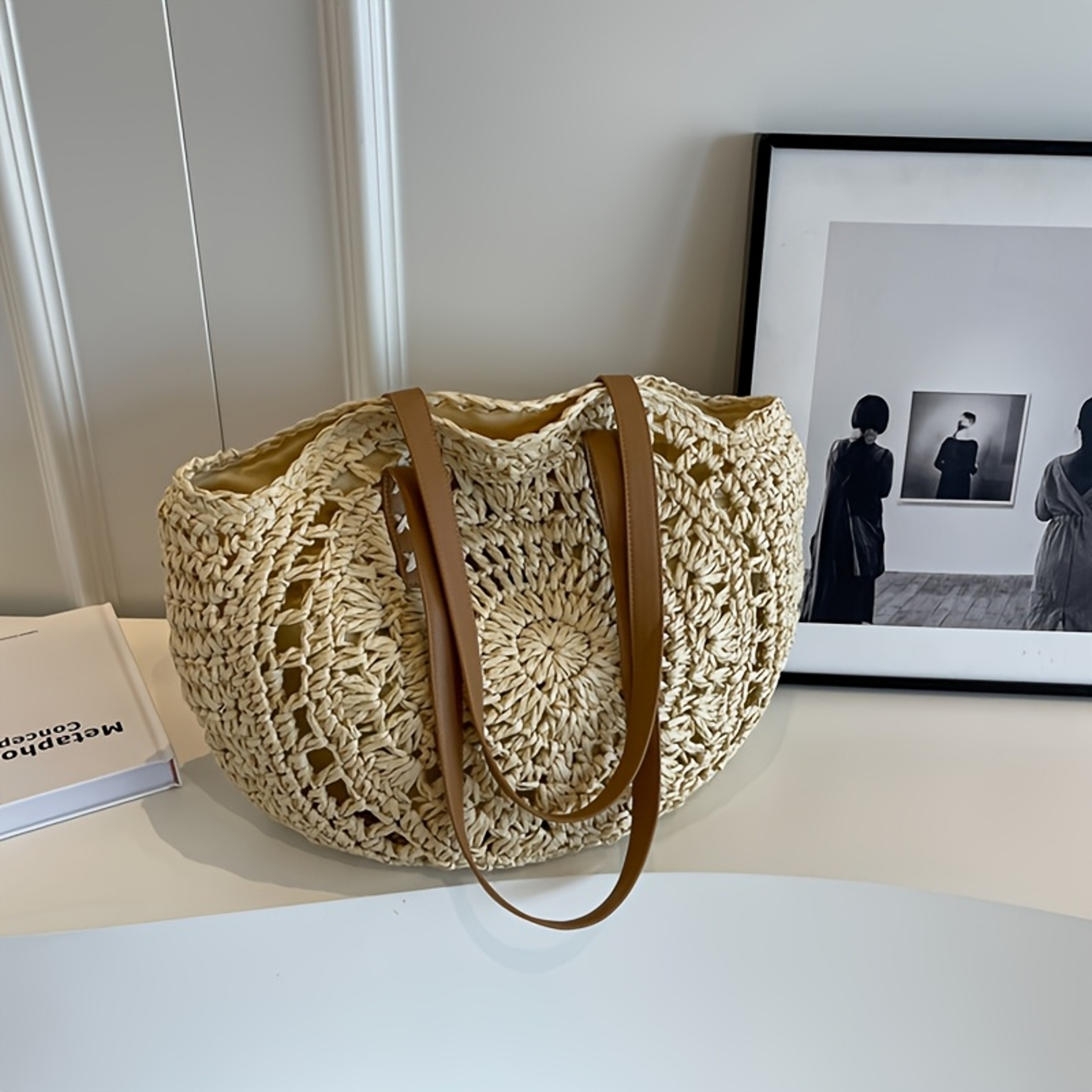 Boho Straw Woven Tote Bag – view 7
