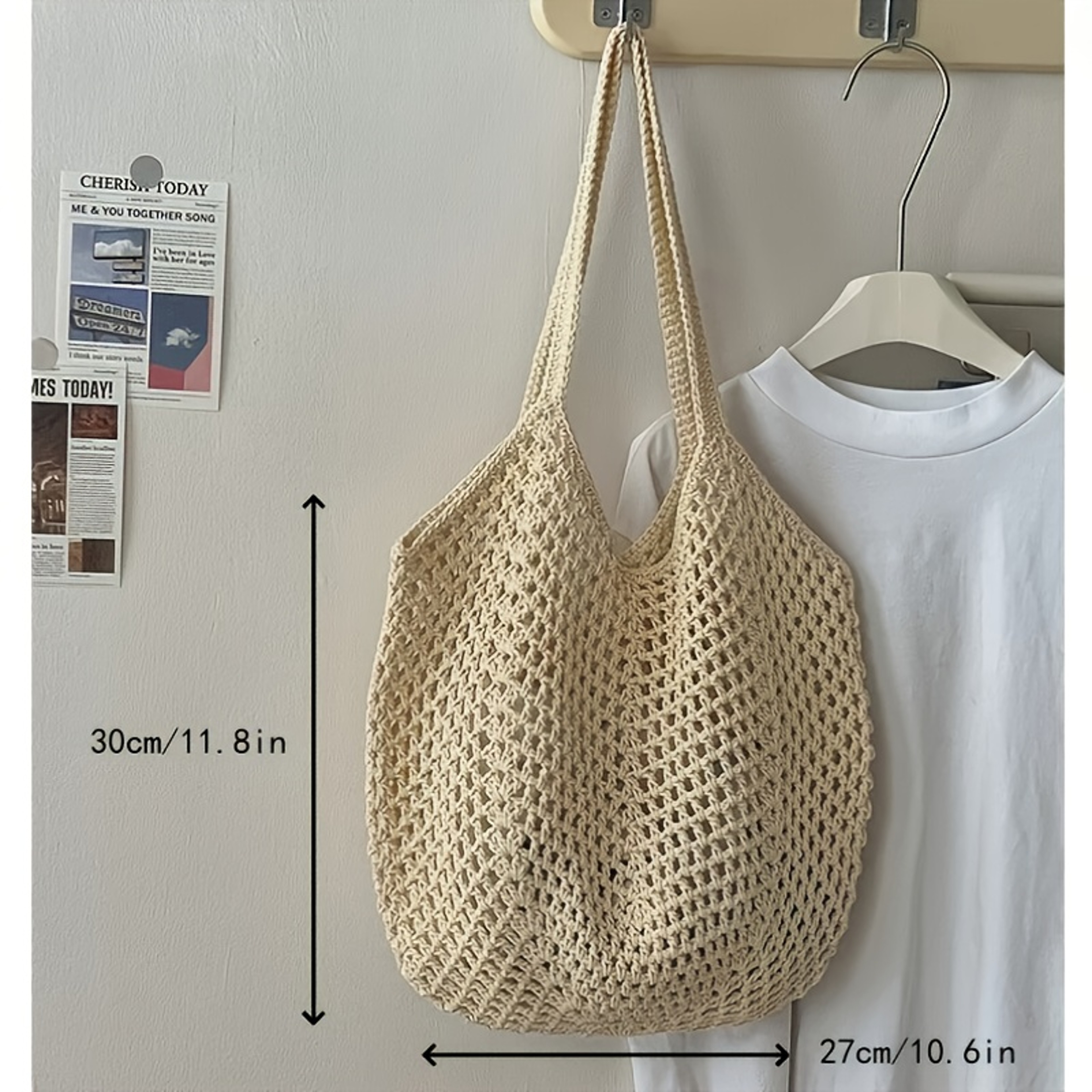 Chic Mesh Straw Beach Tote Bag for Women Summer Holiday Market Shoulder Handbag – view 6