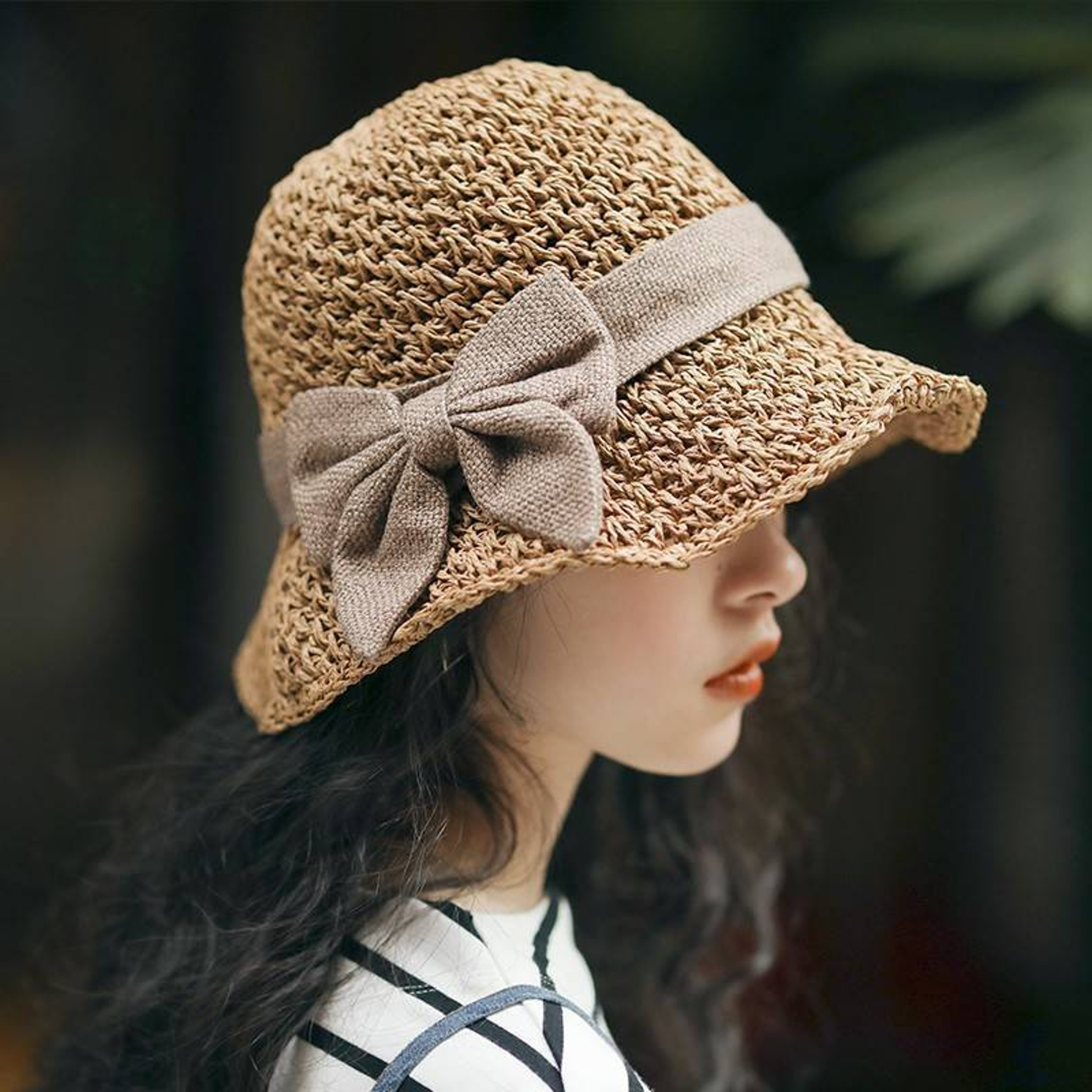 Elegance Wide Brim Sun Hat with Big Bow UV Protection Beach Hat – view 1