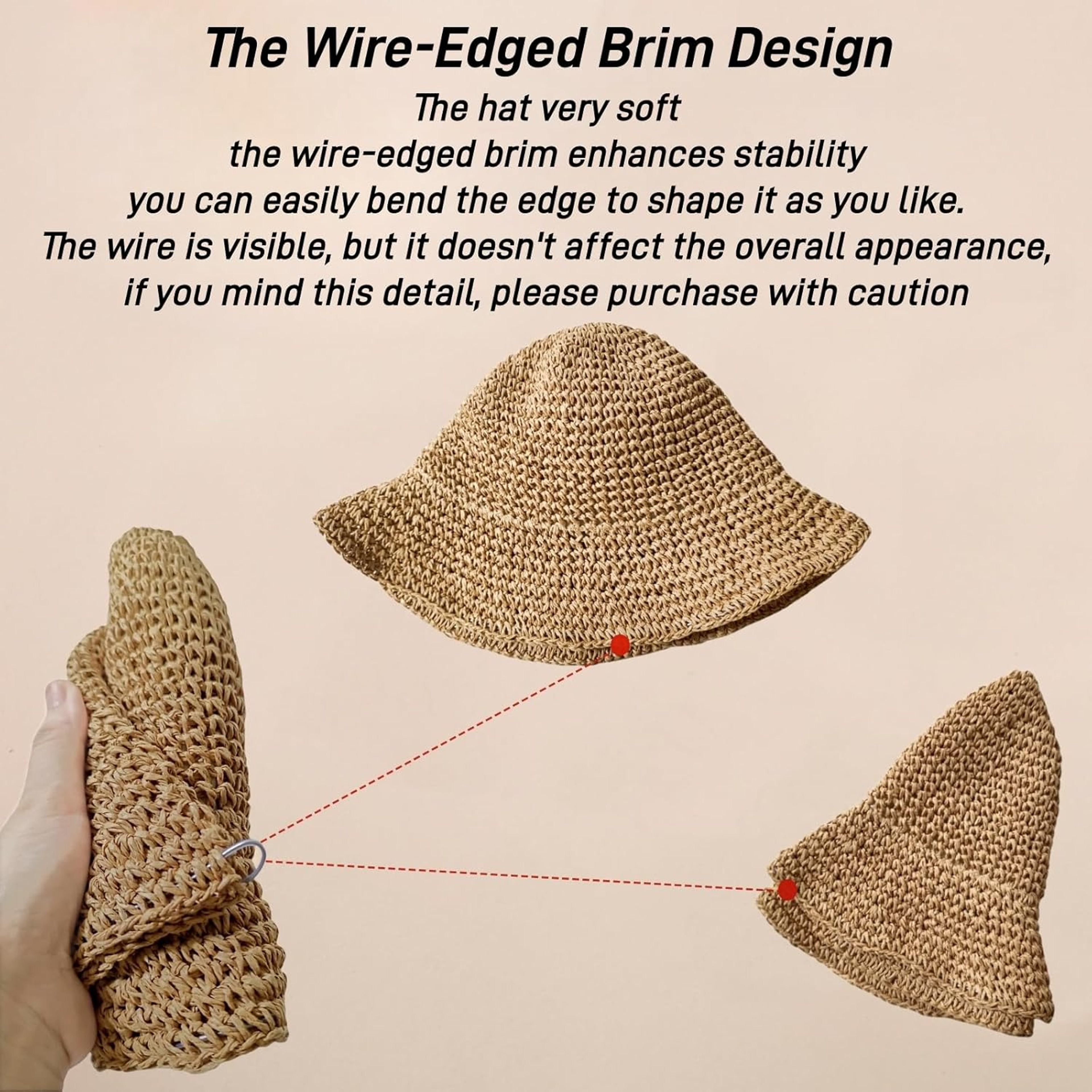 Packable Floppy Hat: Foldable Straw Beach Hat and Wide Brim Sun Hat for Womens Travel Fedora Style – view 5