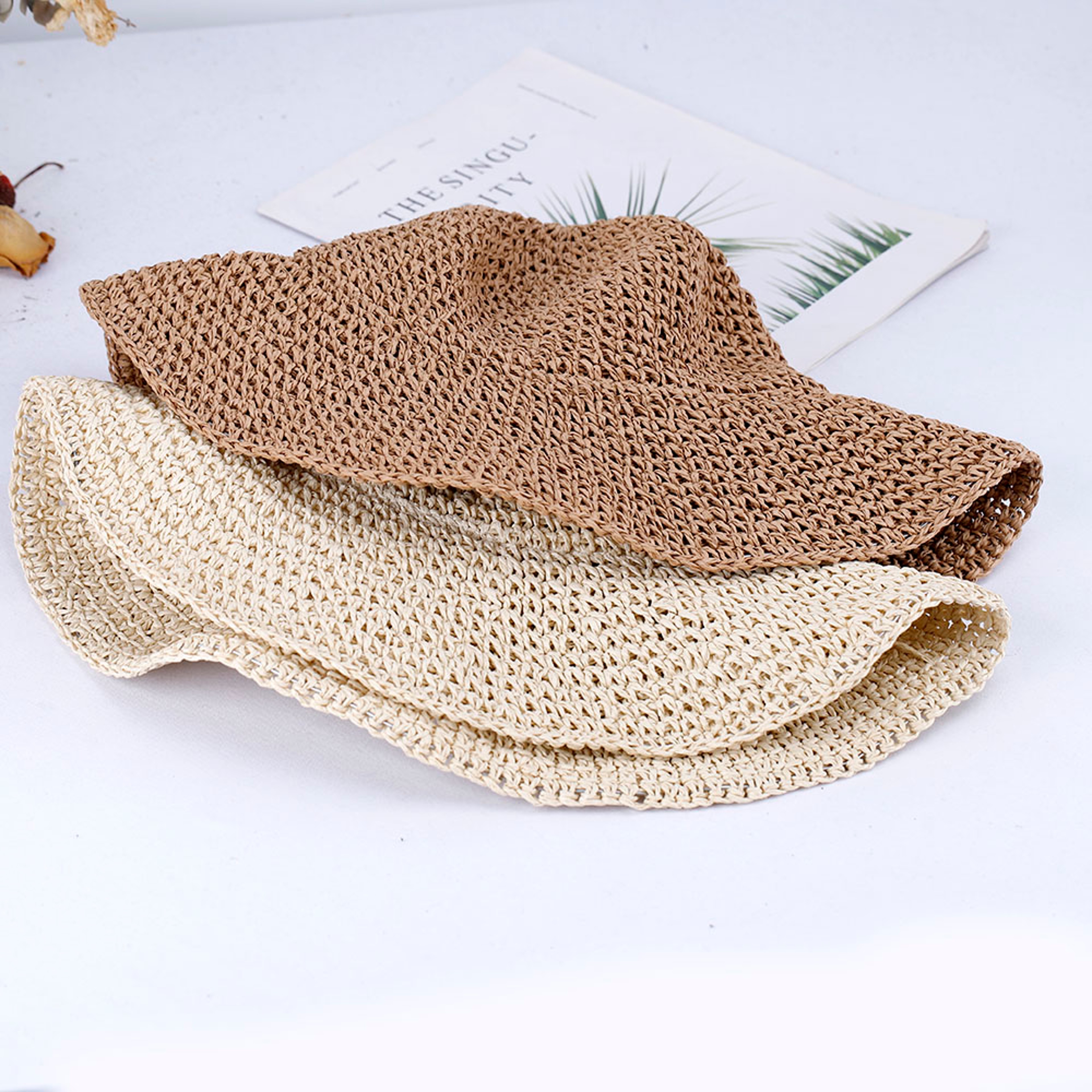 Packable Straw Bucket Hat for Women – Wide Brim Summer Sun Hat – view 2