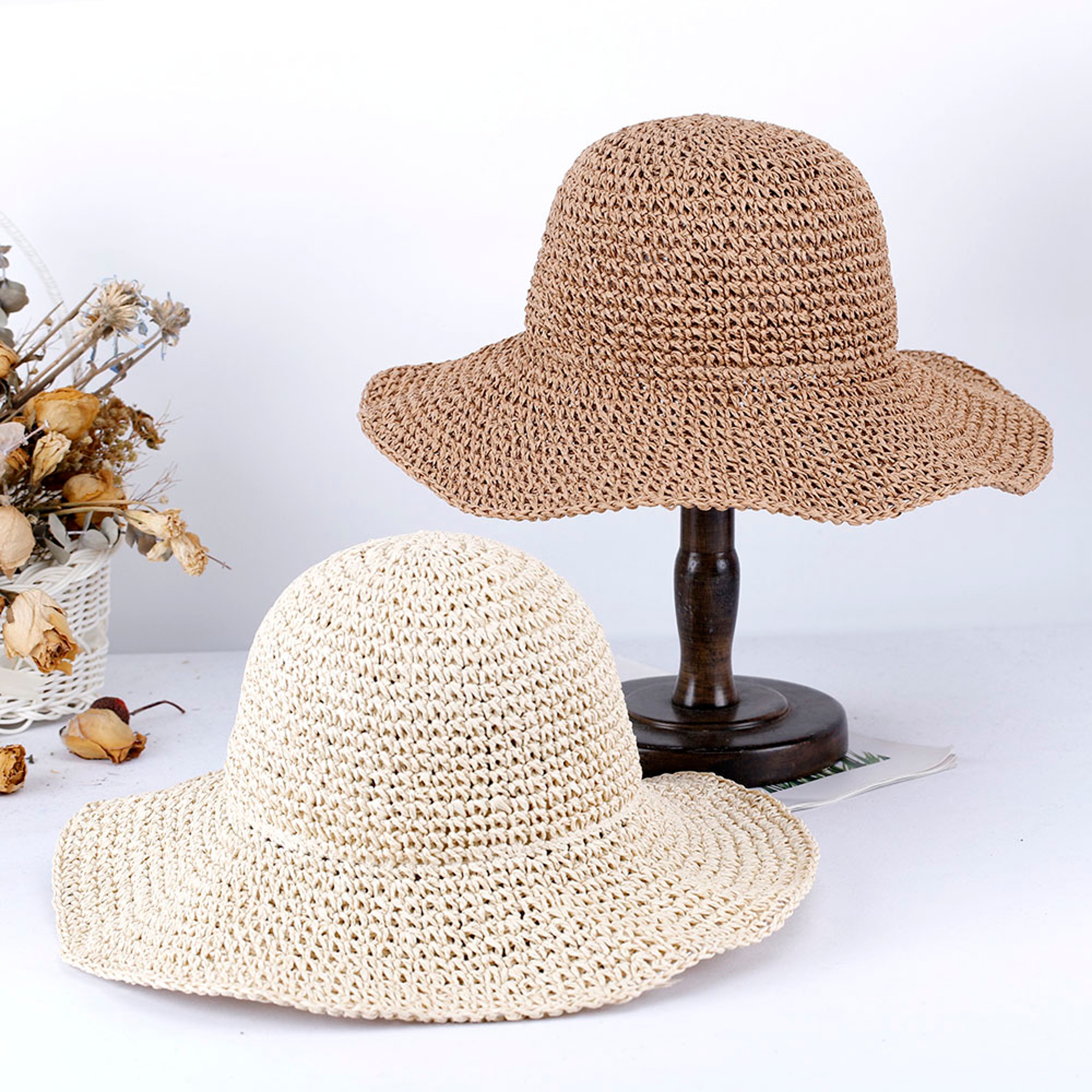 Packable Straw Bucket Hat for Women – Wide Brim Summer Sun Hat – view 5