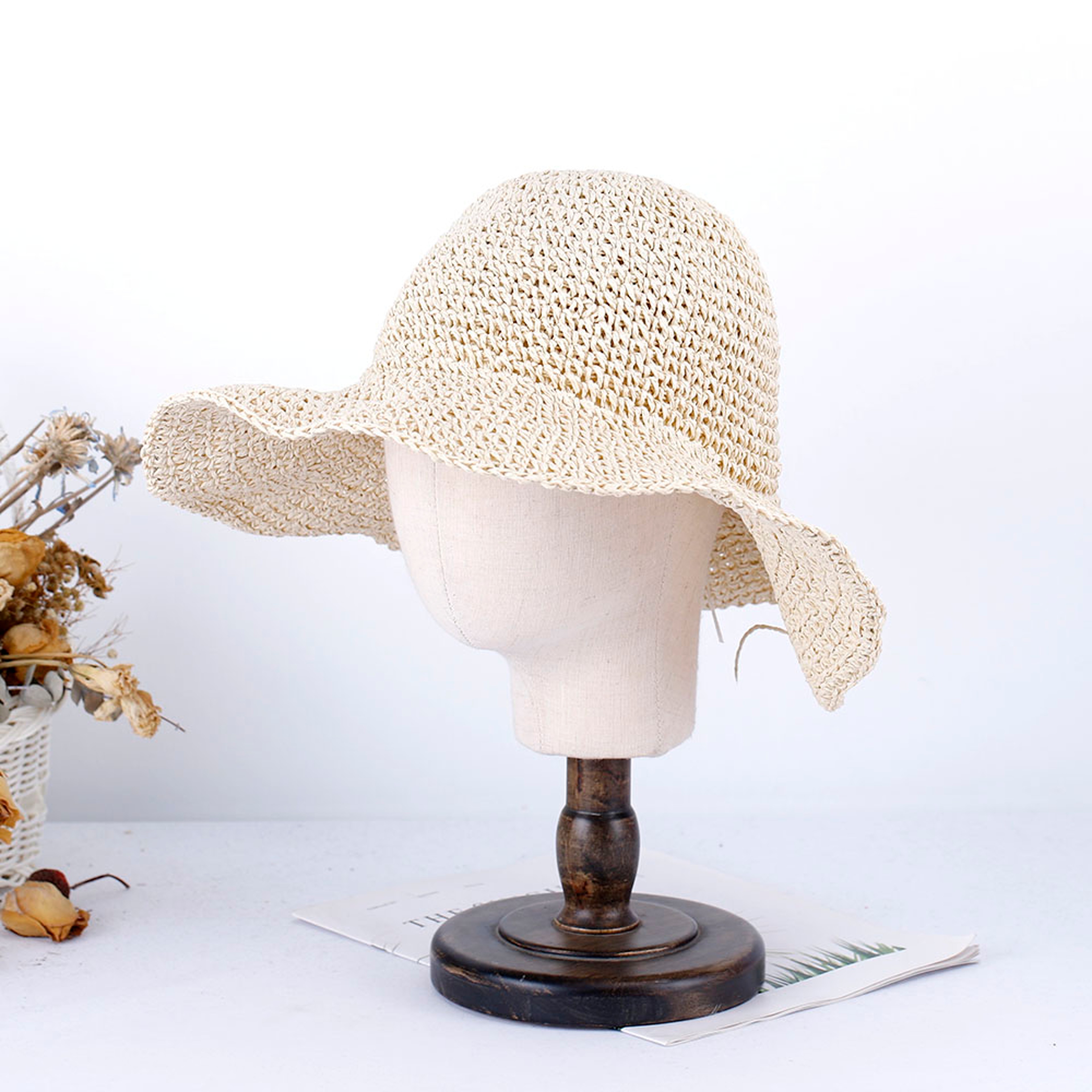 Packable Straw Bucket Hat for Women – Wide Brim Summer Sun Hat – view 7
