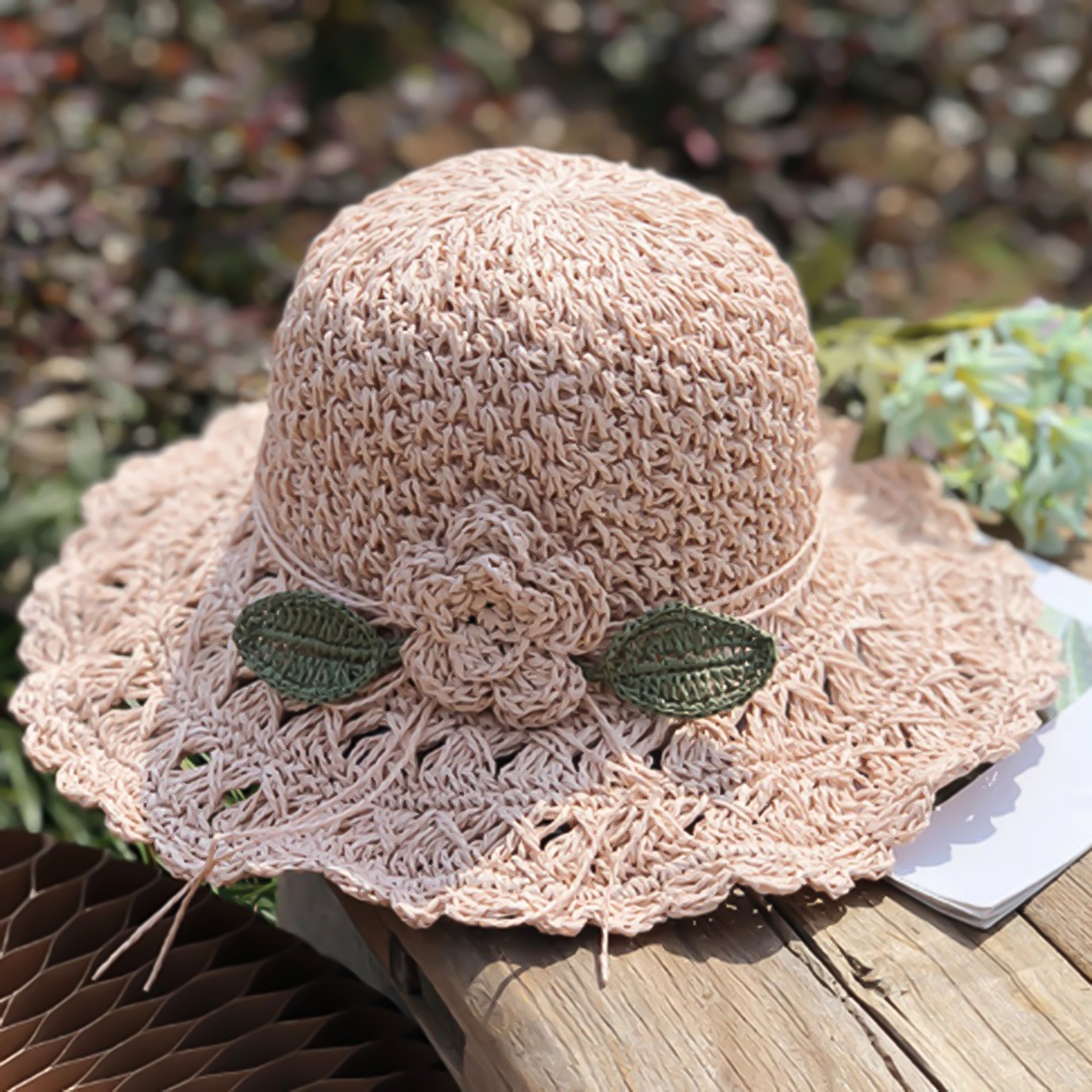 Wide Brim Straw Beach Hat Elegant Crochet Summer Sun Hat 5