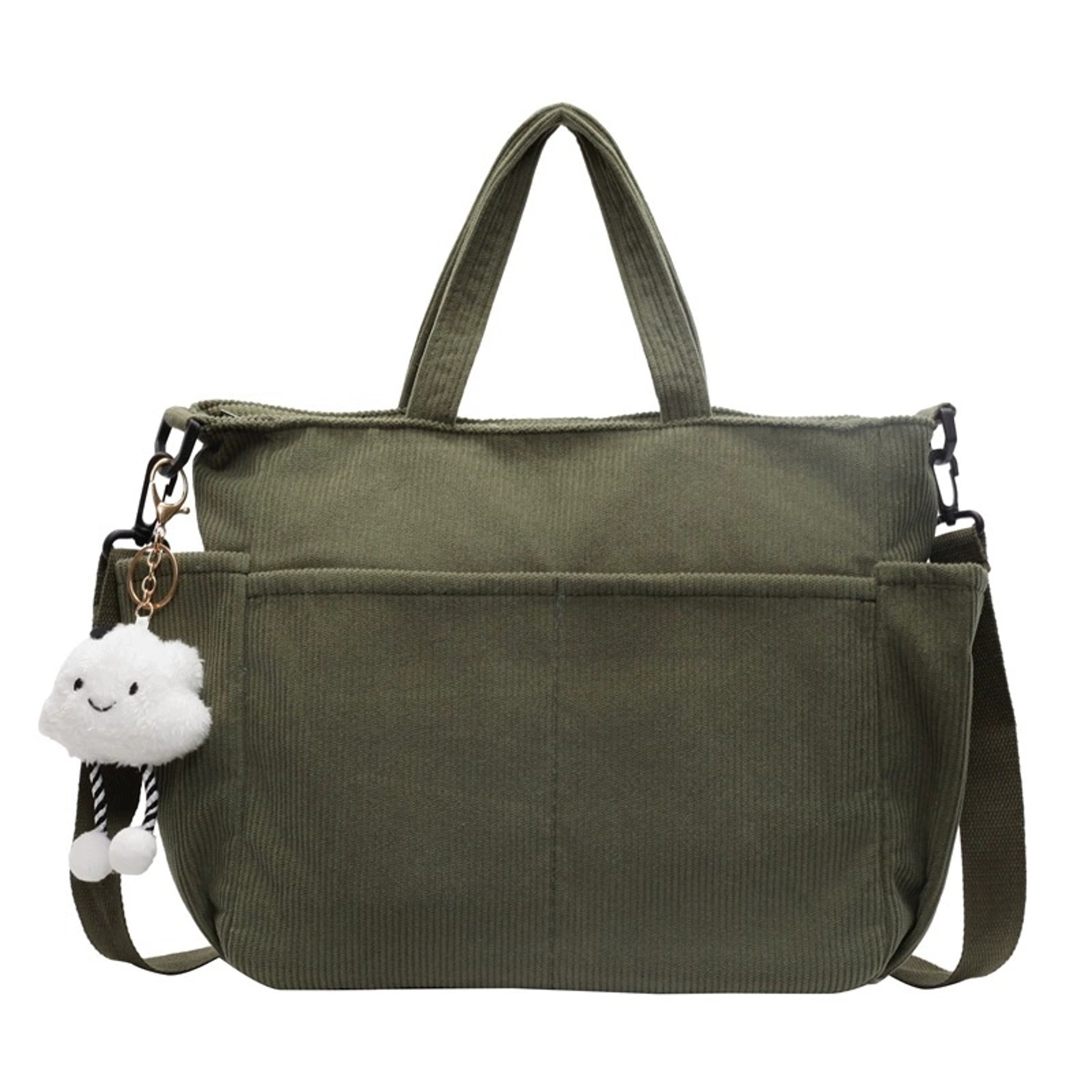Chic Corduroy Tote Bag with Zipper Aesthetic Everyday Crossbody Shoulder Bag – view 7