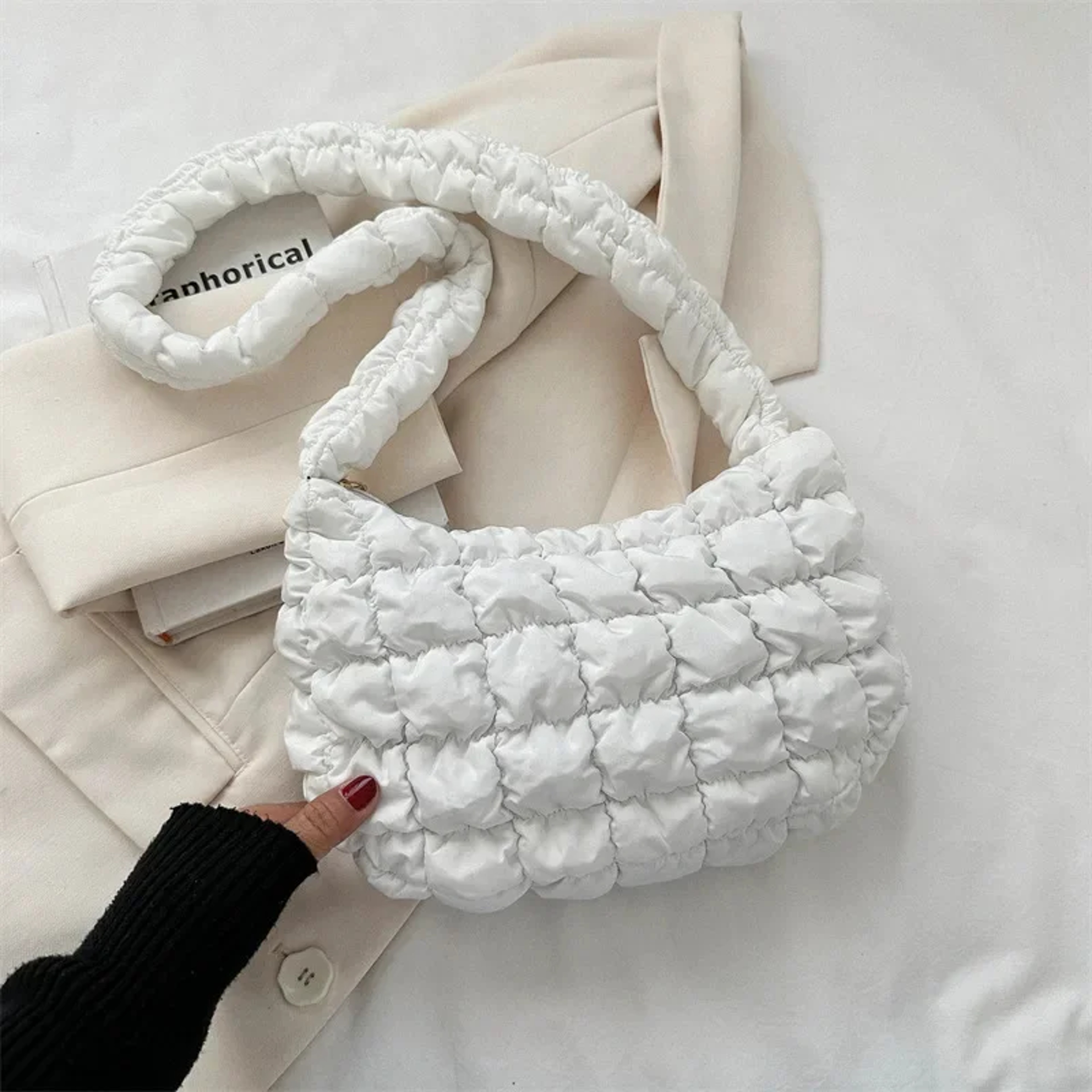 Aura Quilted Padded Nylon Tote Bag and Pleated Shoulder Bag for Women – view 7