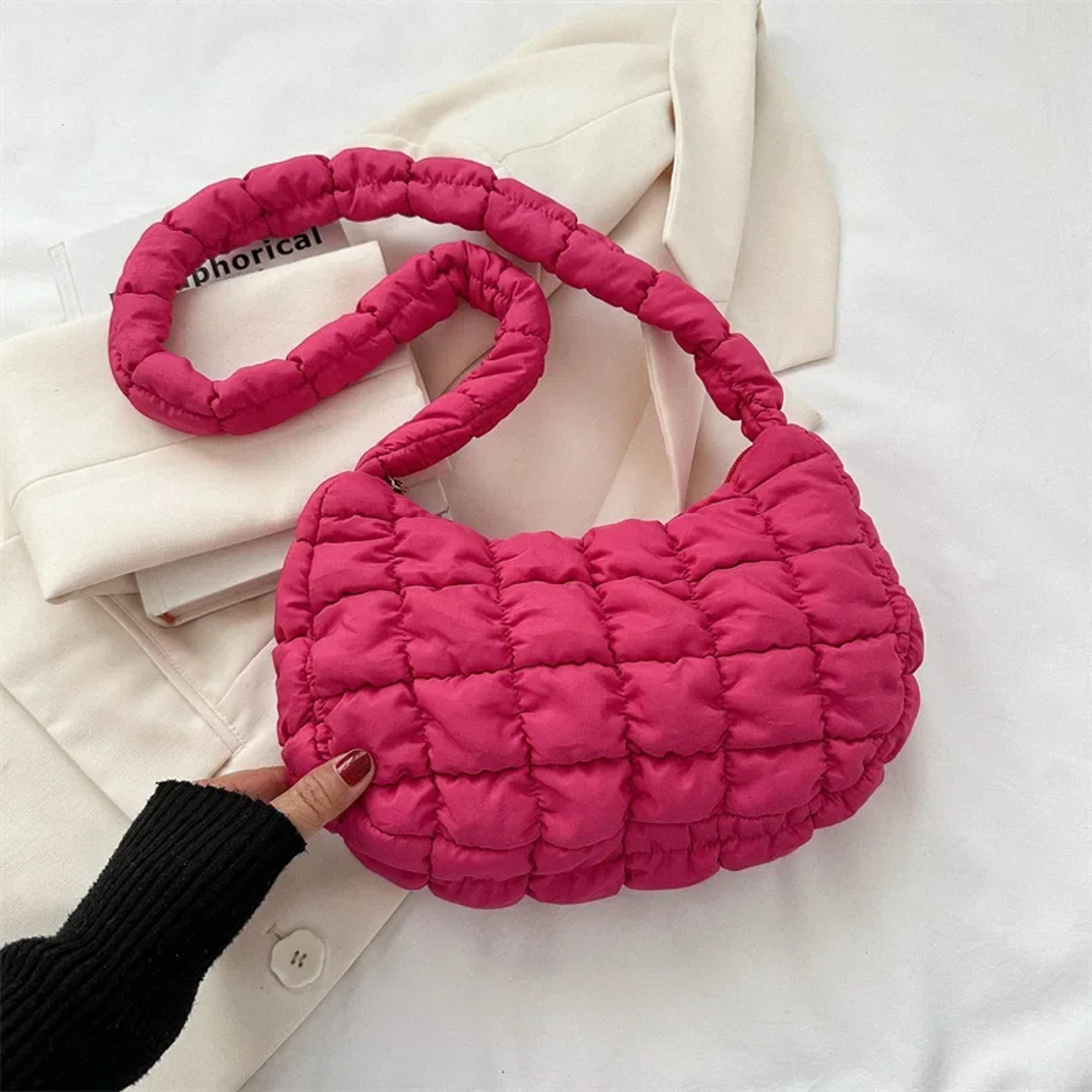 Aura Quilted Padded Nylon Tote Bag and Pleated Shoulder Bag for Women – view 8