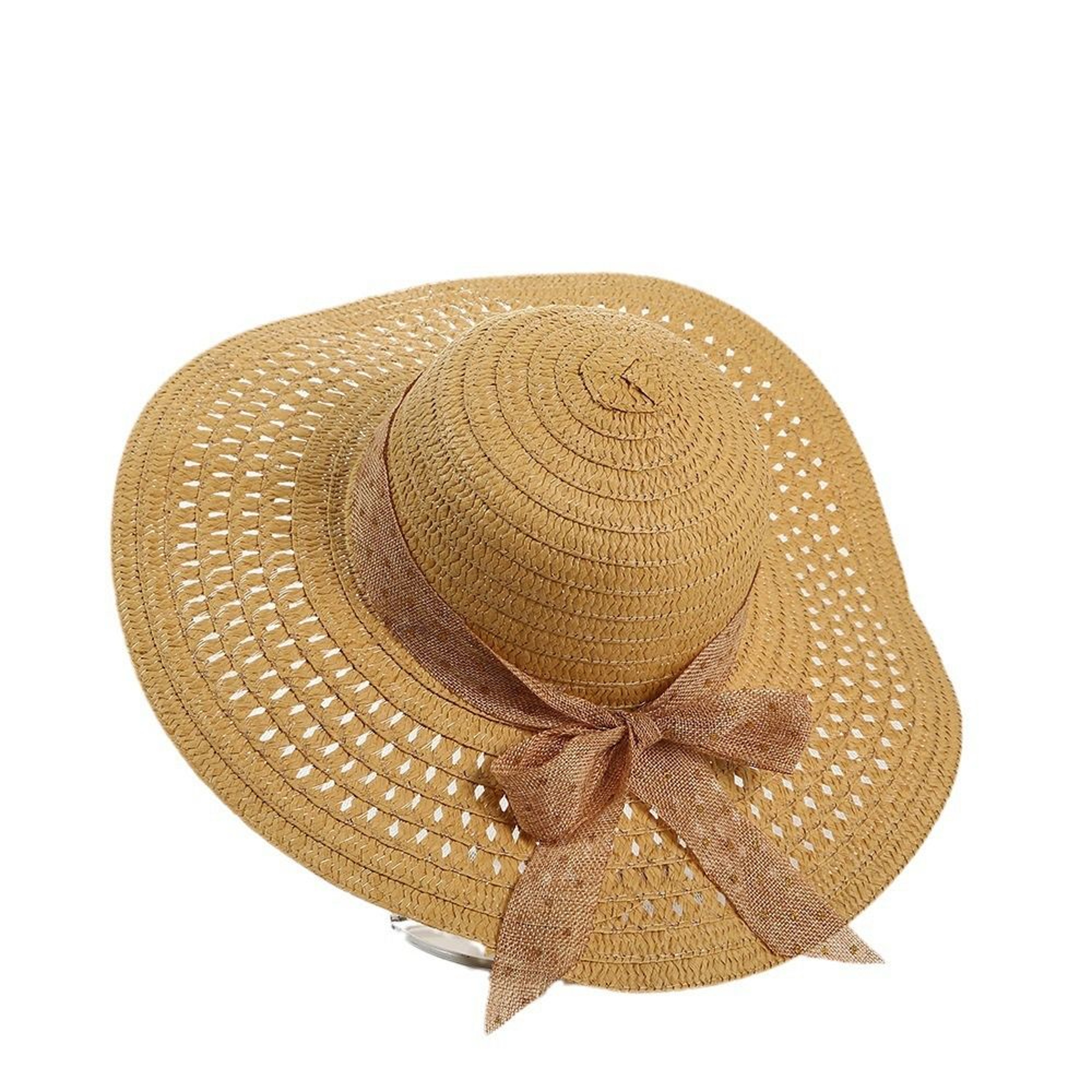 Bella Bow Straw Panama Hat Wide Brim Sun Protection Cap – view 5