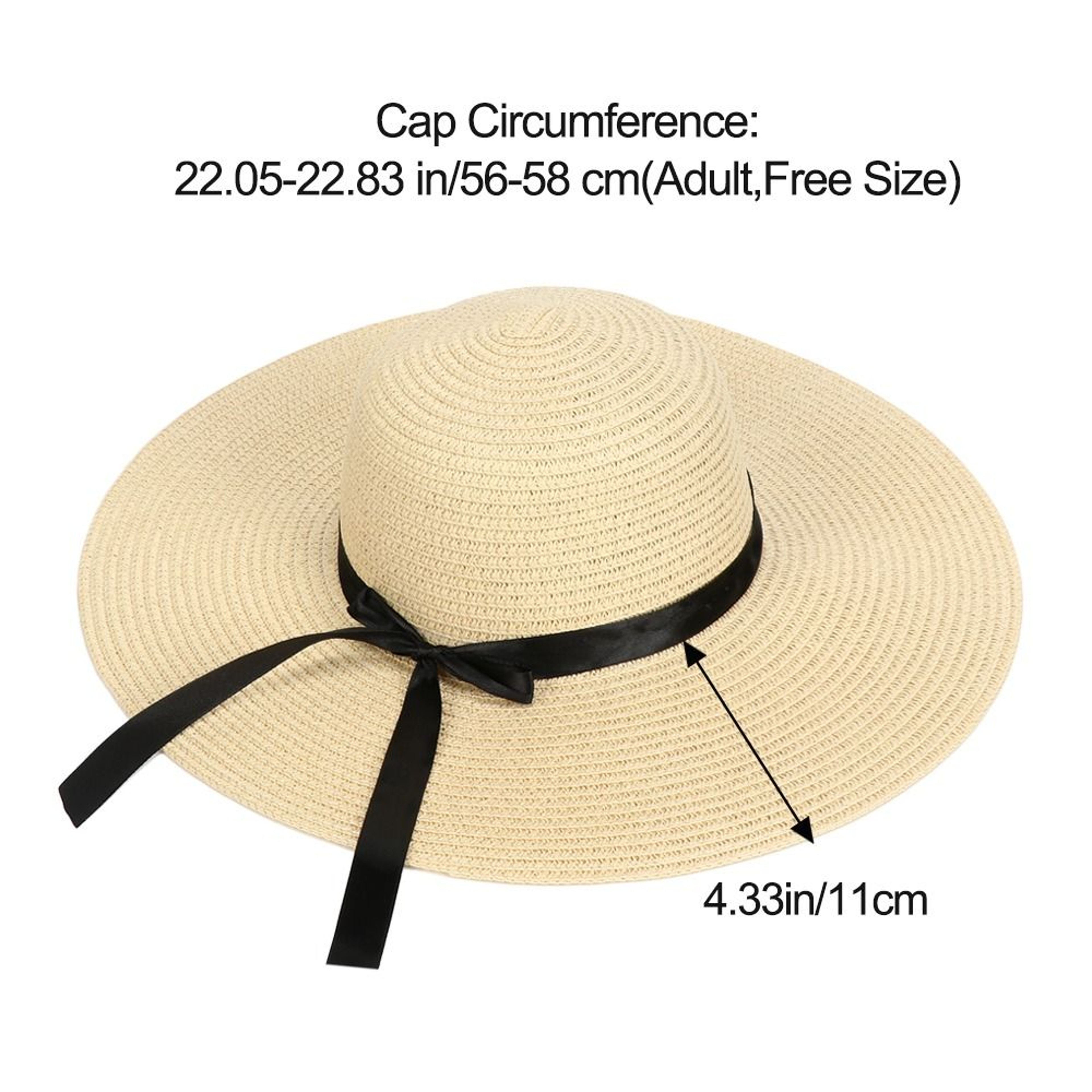 Women Foldable Summer Beach Straw Sun Hat With Bow Wide Brim Floppy Visor Cap 5