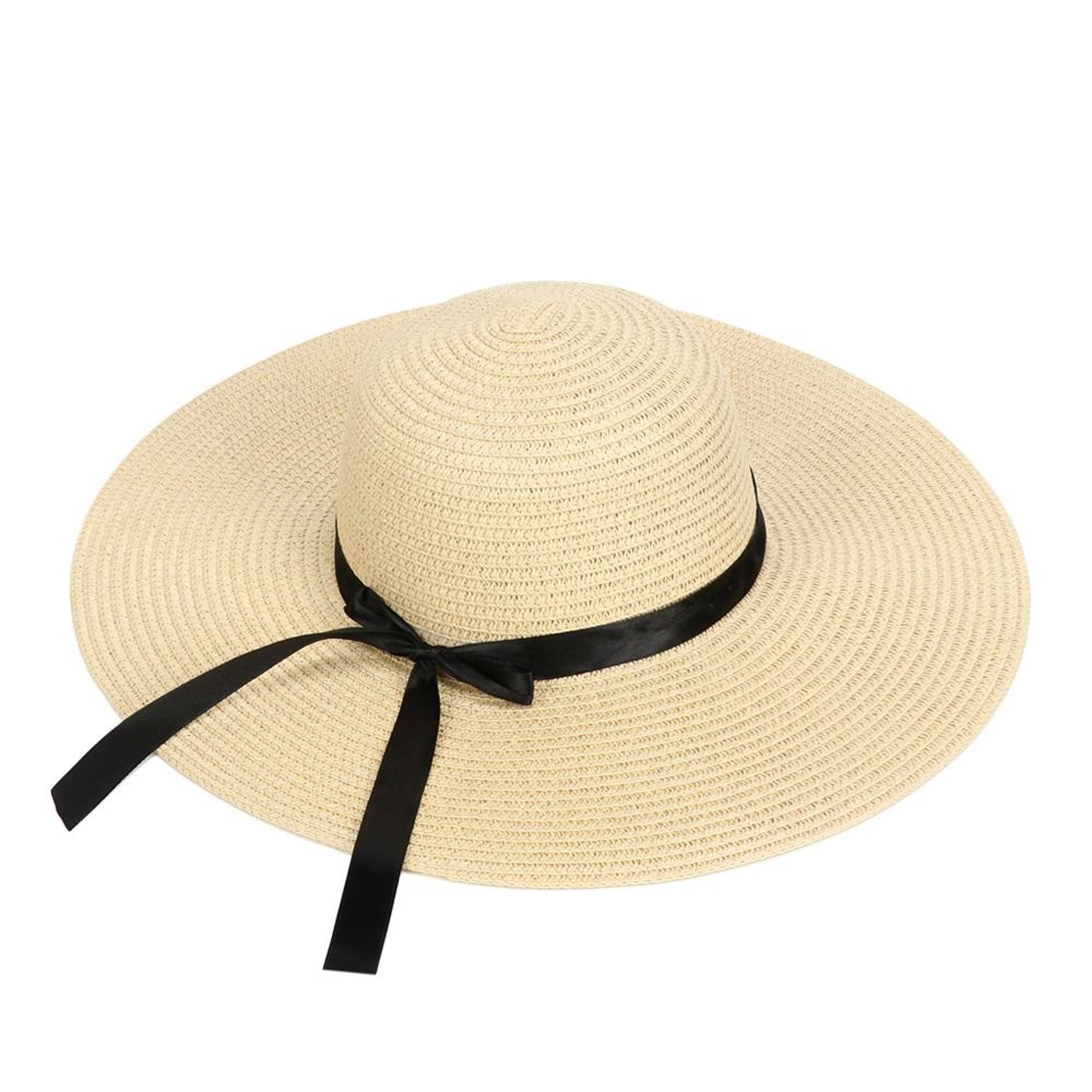 Women Foldable Summer Beach Straw Sun Hat With Bow Wide Brim Floppy Visor Cap 10