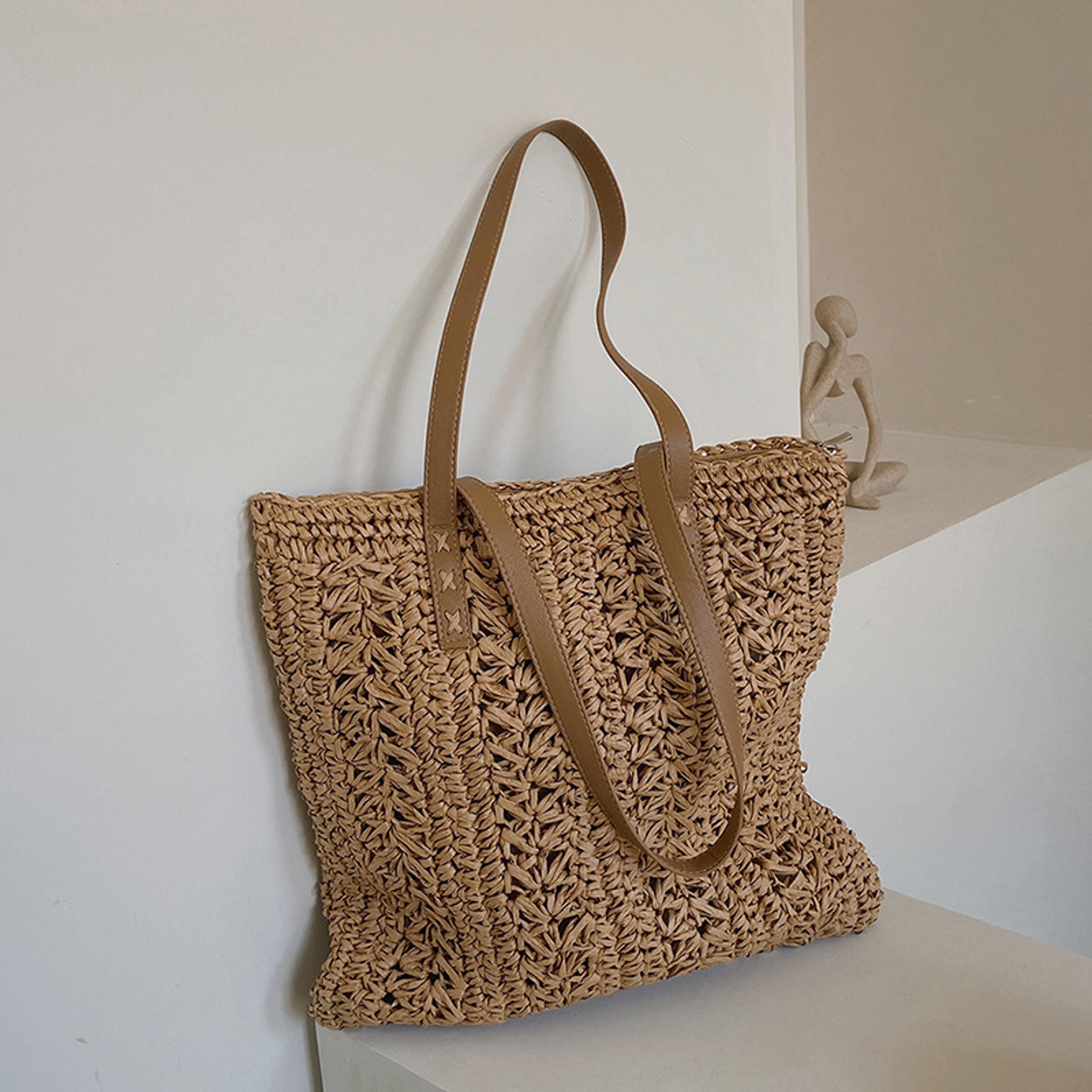 Boho Square Woven Straw Beach Bag – view 8