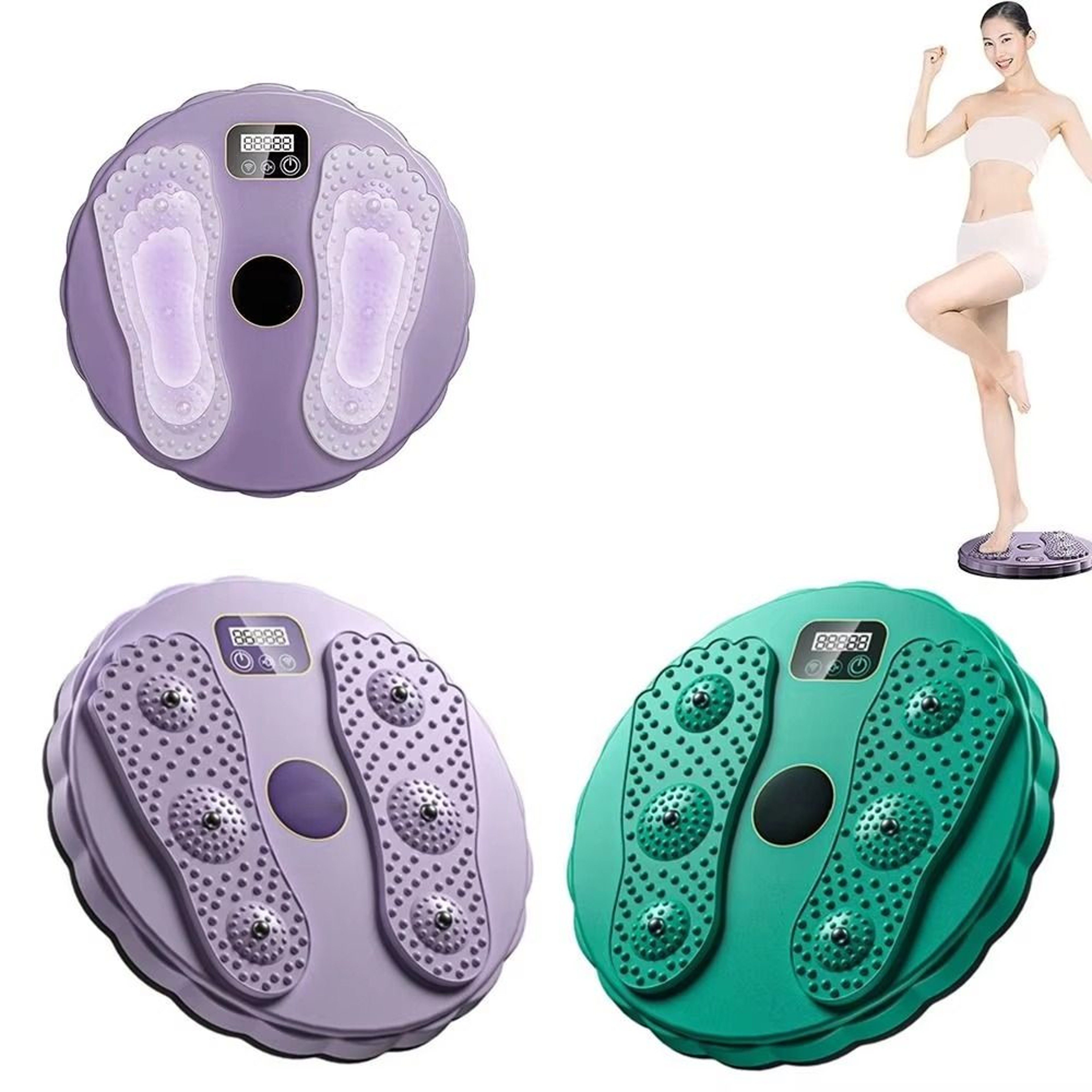 Rotatable Assist Fitness Slim Machine, Electronic LCD Display Waist Disc, Non Slip Base, Weight Loss Foot Massage Board – view 2