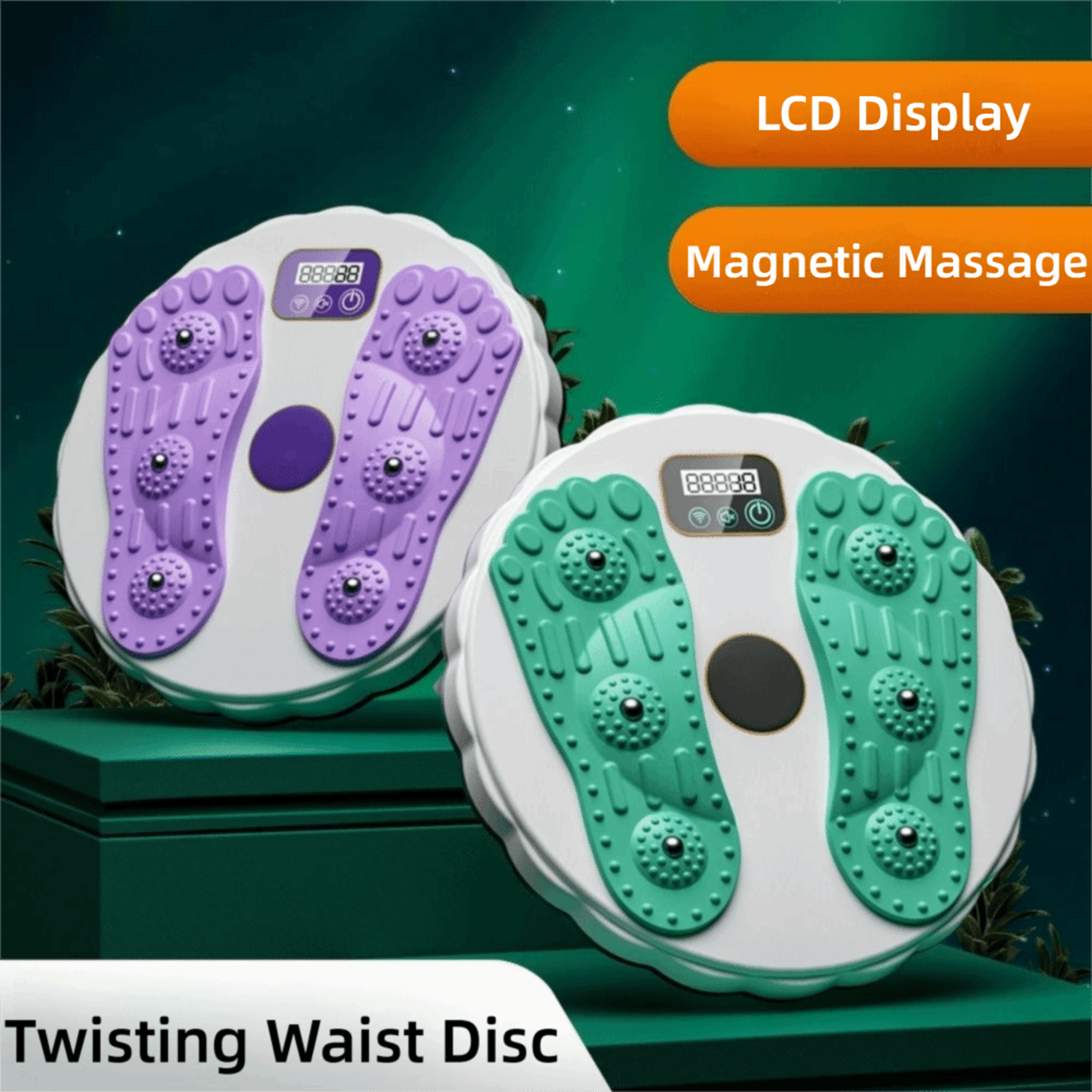 Rotatable Assist Fitness Slim Machine, Electronic LCD Display Waist Disc, Non Slip Base, Weight Loss Foot Massage Board – view 4
