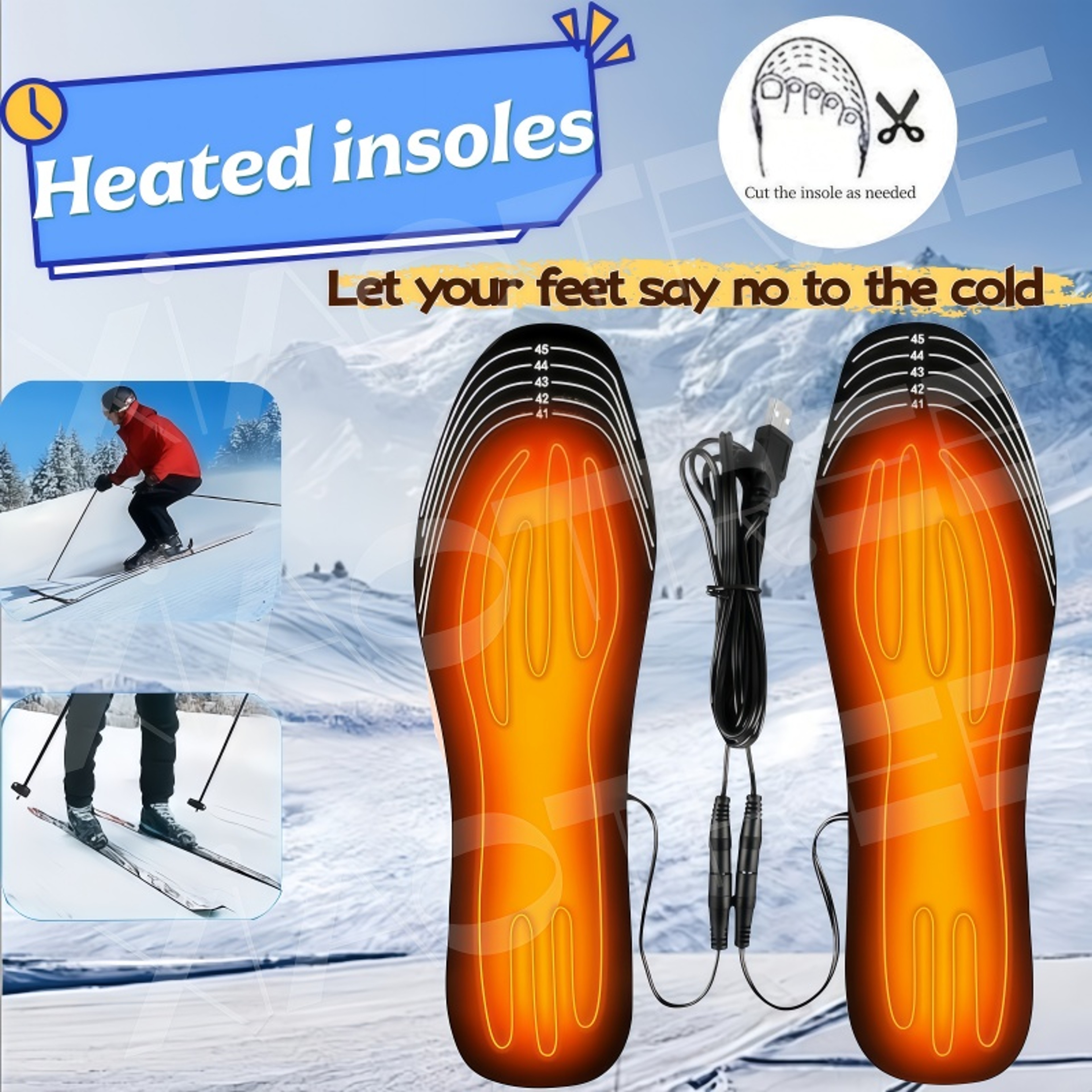 Electric Foot Heated Insoles USB Winter Warm Feet Pad Warming Sock Mat Outdoor Sports Heating Shoe