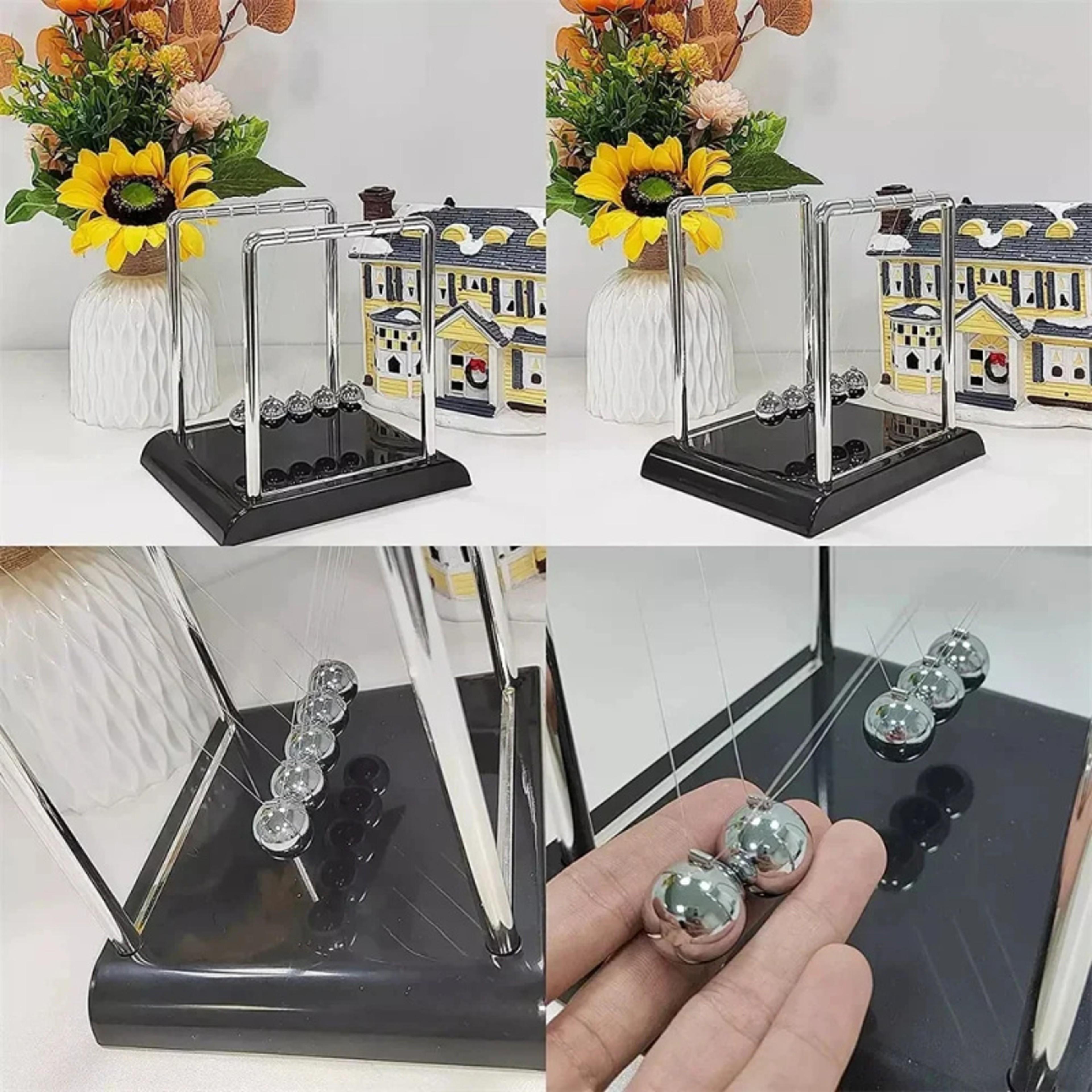 Steel Ball Desk Toy Gift, Newton Cradle Balance, Metal Gravity Pendulum, Physics Science Teaching Supplies for Home – view 6
