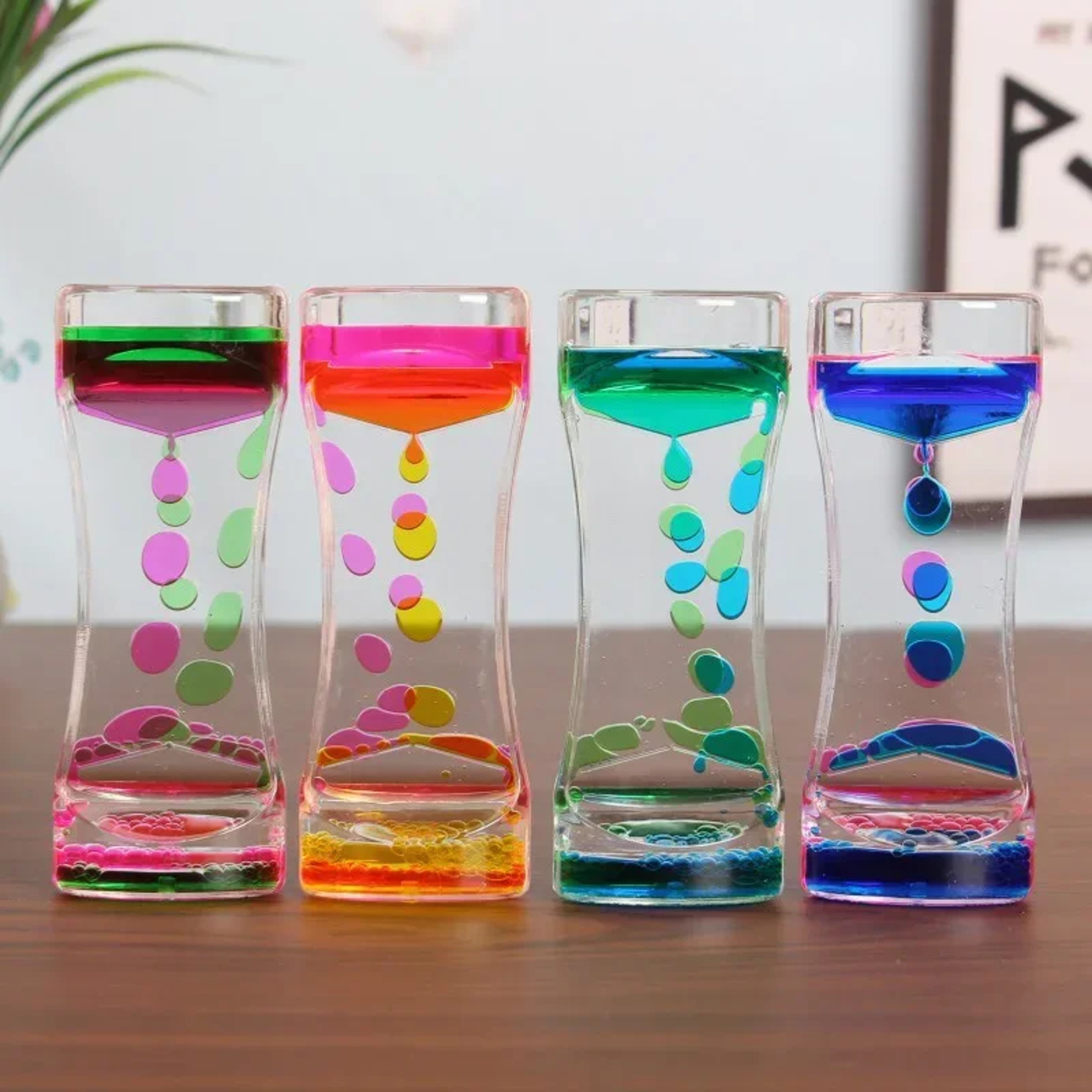 Colorful Hourglass Liquid Bubbler, Motion Timer Fidget Toy for Anxiety Relief, Autism Sensory Kids Activity – view 2