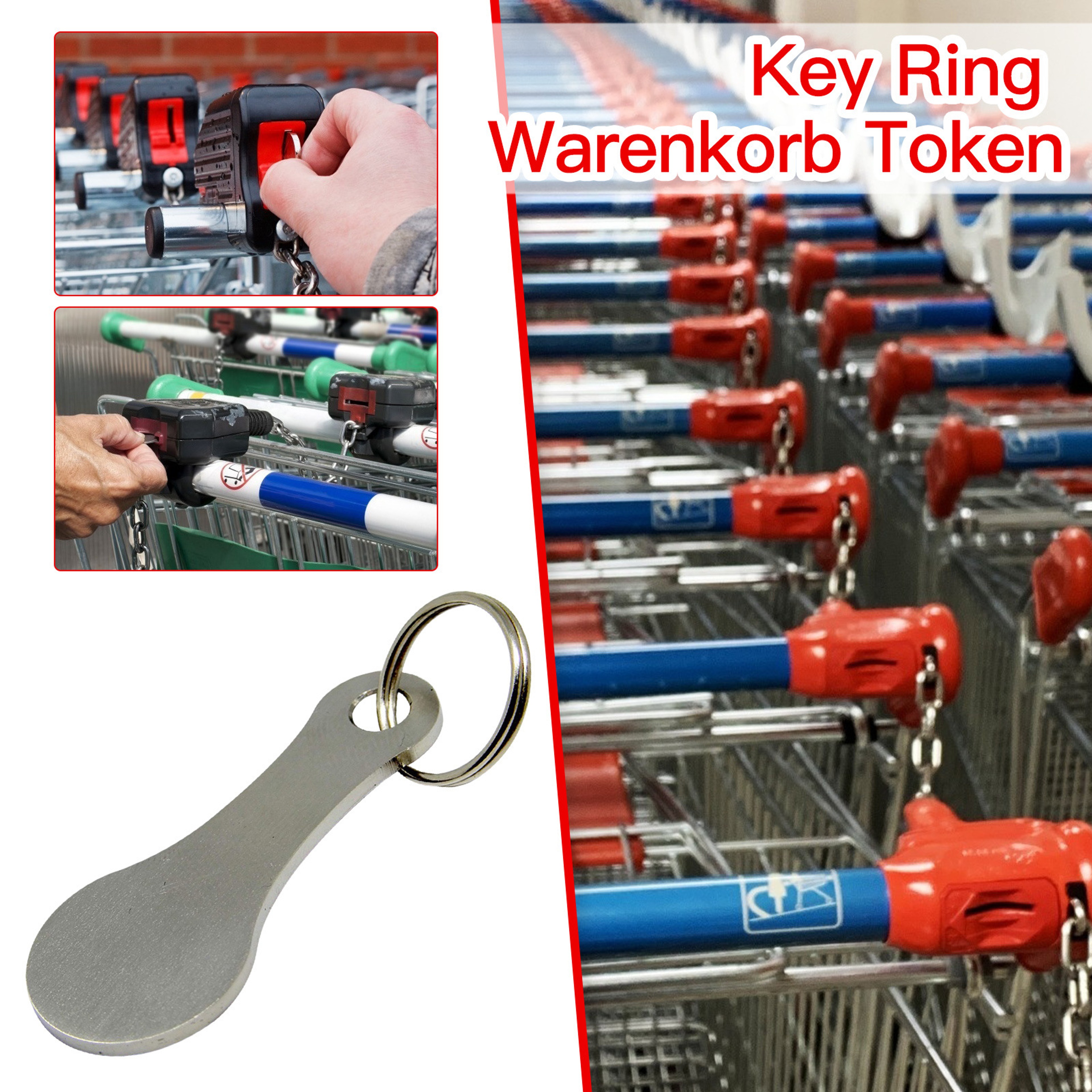 Unisex Gift Keyrings Decorations, Aluminum Alloy Key Ring, Shopping Cart and Grocery Trolley Tokens – view 3
