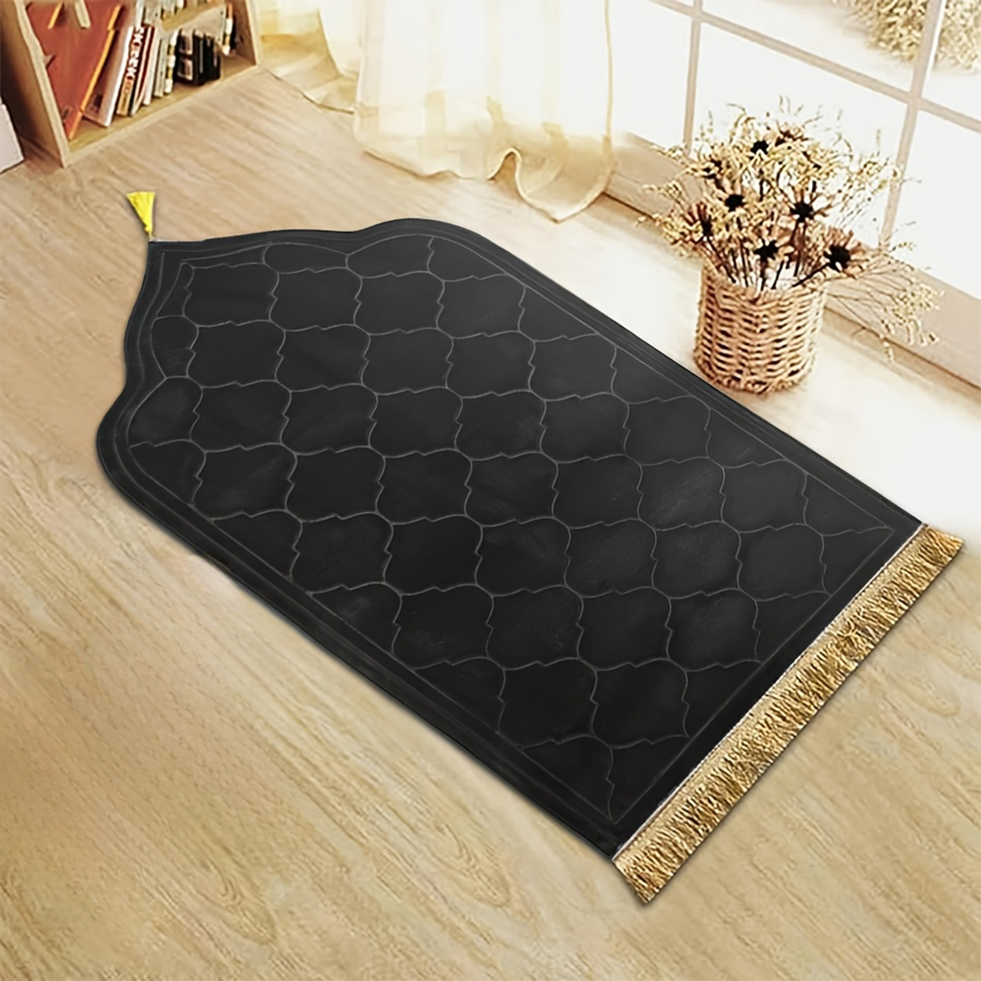 Flannel Plush Prayer Mat, Thickened Irregular Mat with Tassel, Soft Printed Prayer Rug – view 7