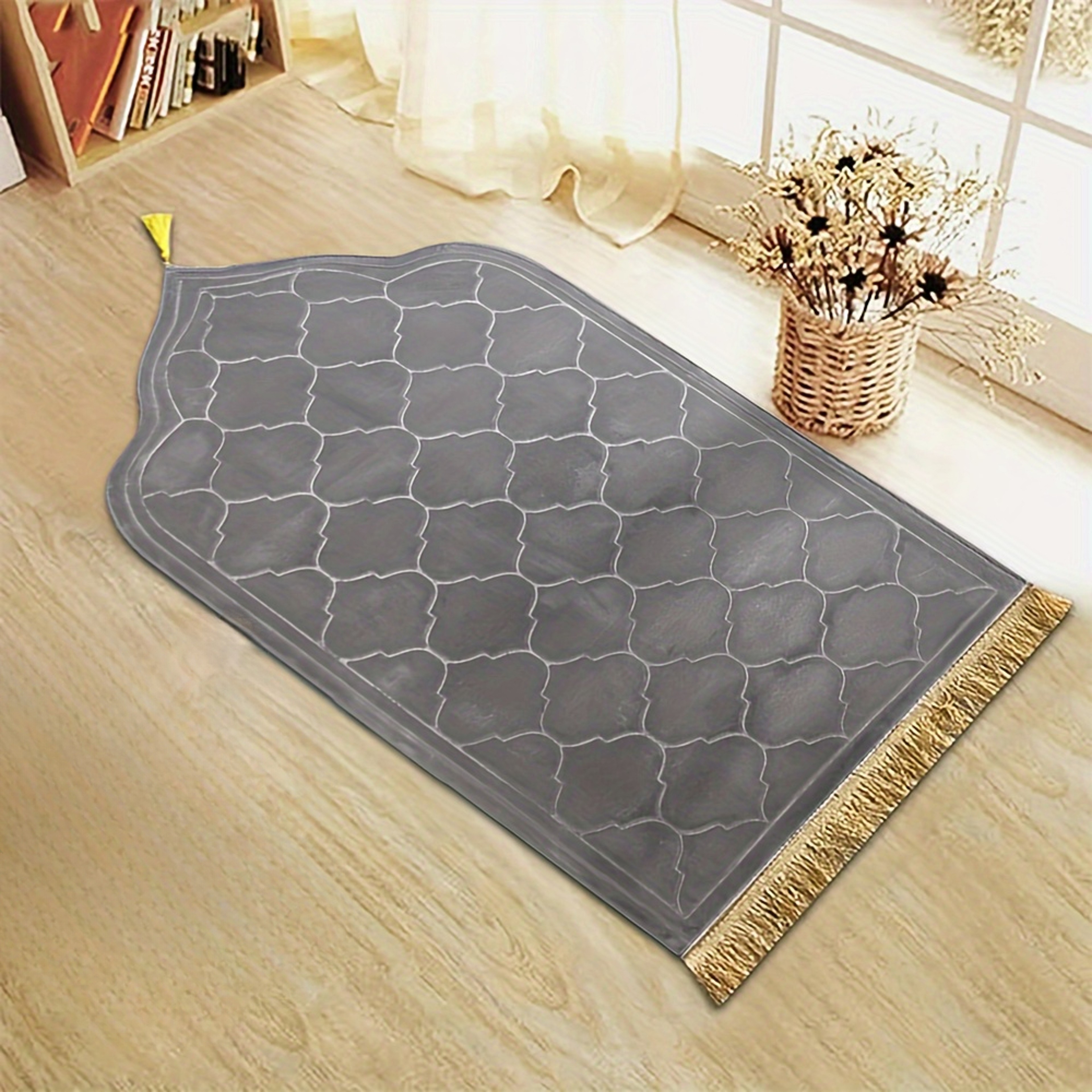 Flannel Plush Prayer Mat, Thickened Irregular Mat with Tassel, Soft Printed Prayer Rug – view 10