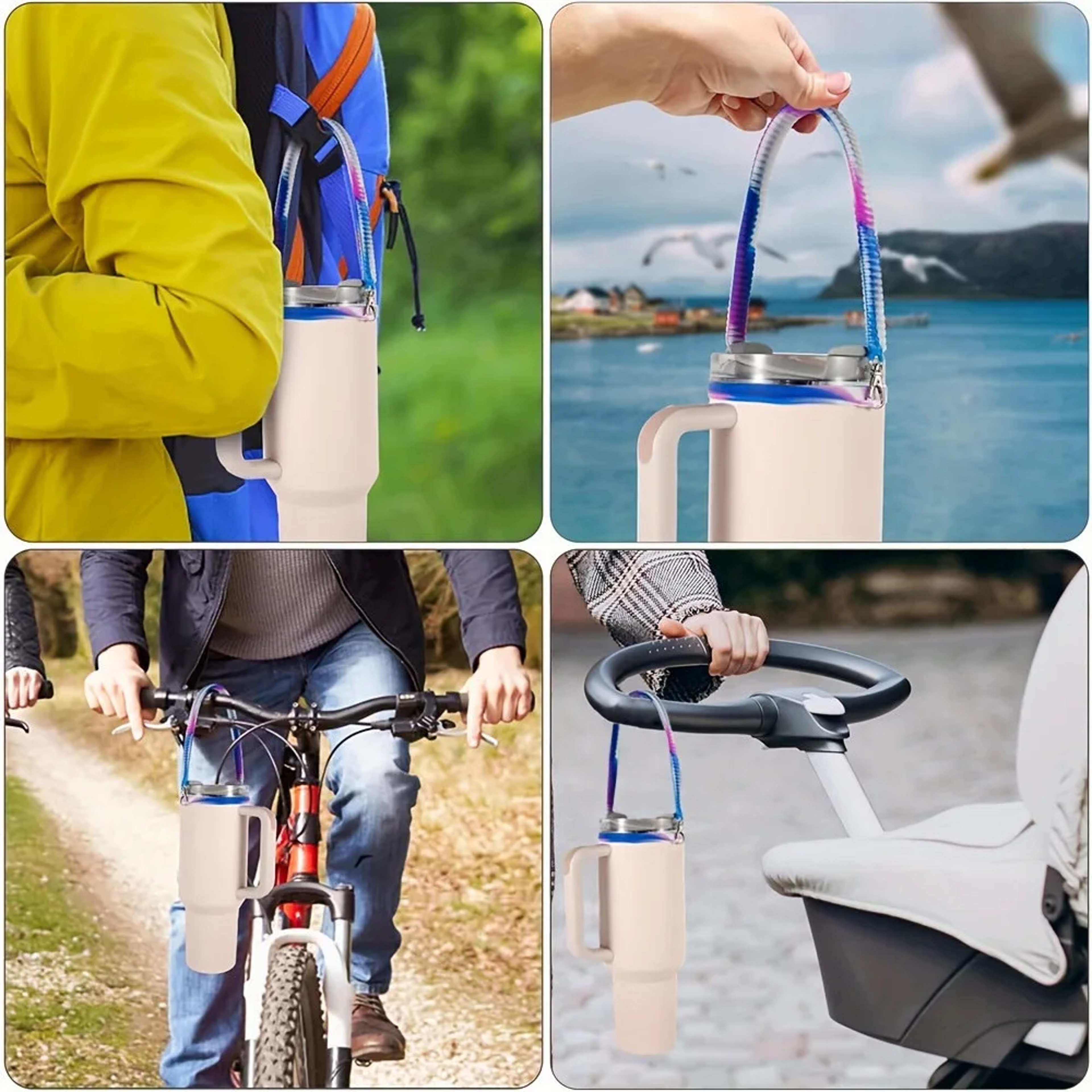 Silicone Water Bottle Sling Carrier Durable Soft Handle Strap Flexible Cup Holder For Bottles Easy  1