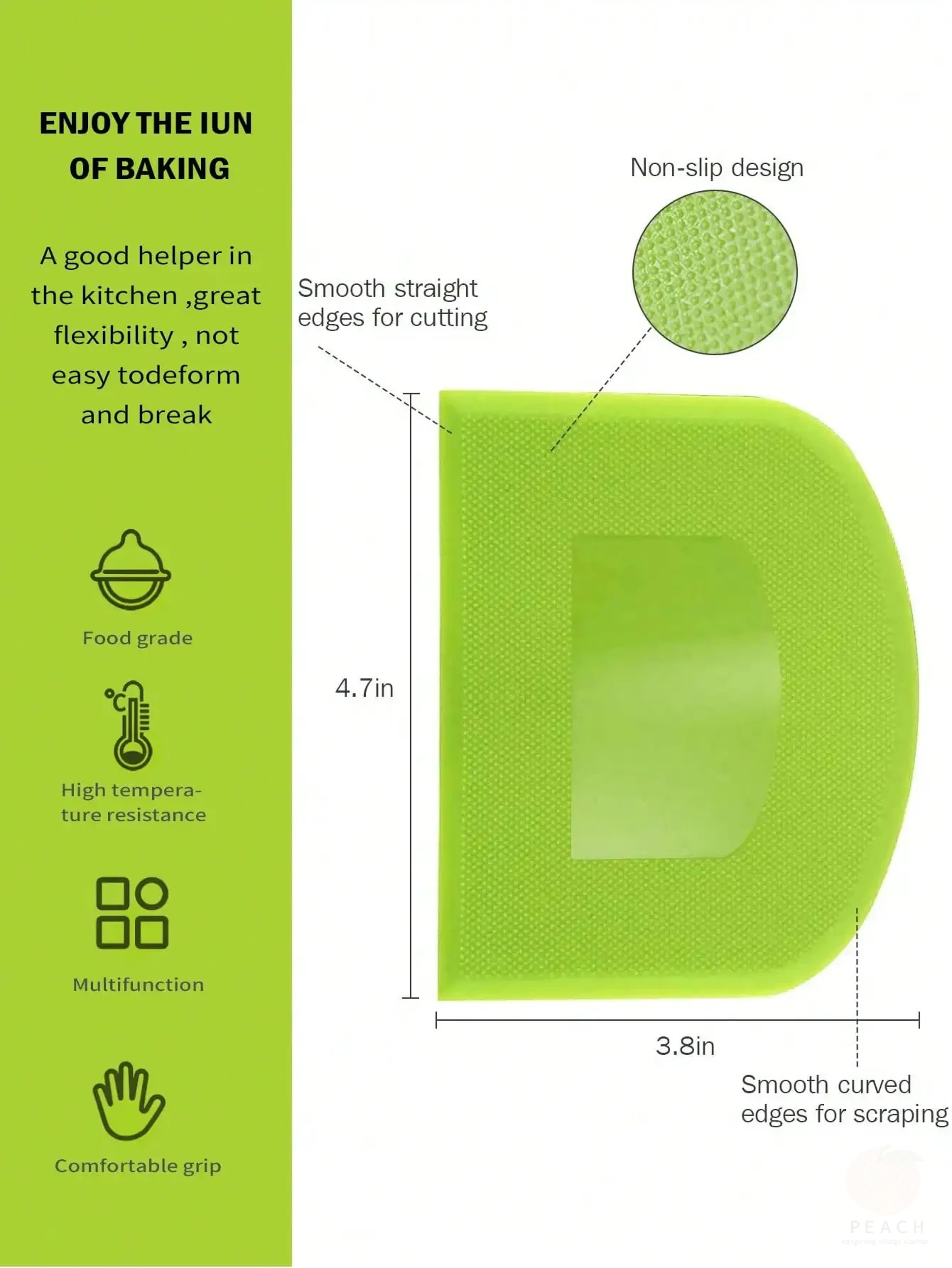 Flexible Bench Dough Cutter, Food-safe Plastic Dough Scraper Bowl, Multipurpose Food Scrappers for Bread Dough – view 3