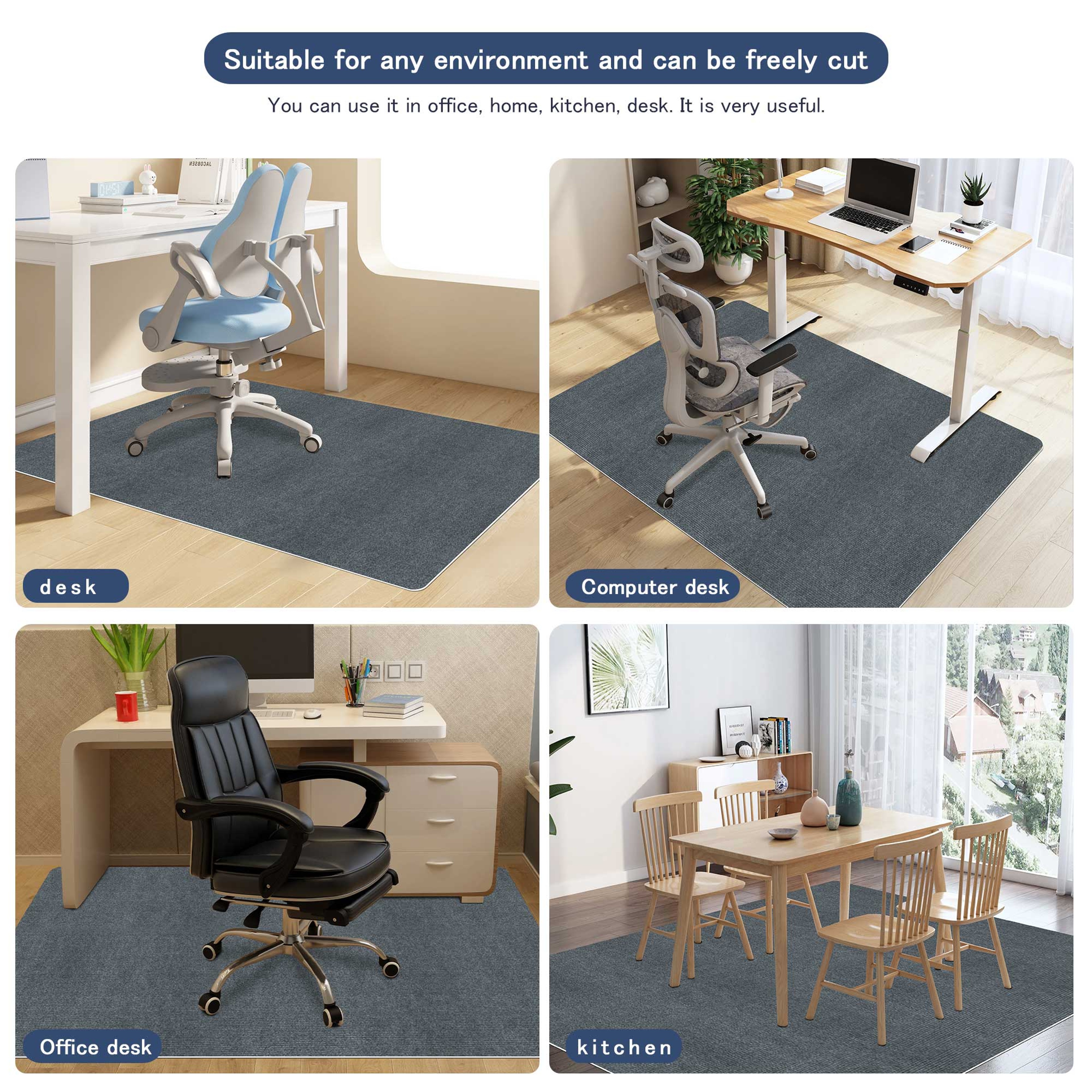 Office Rolling Chair Mat , Computer Gaming Chair Mat, Work in Hardwood Floor Mat, Bedroom and Living Room Mat – view 6