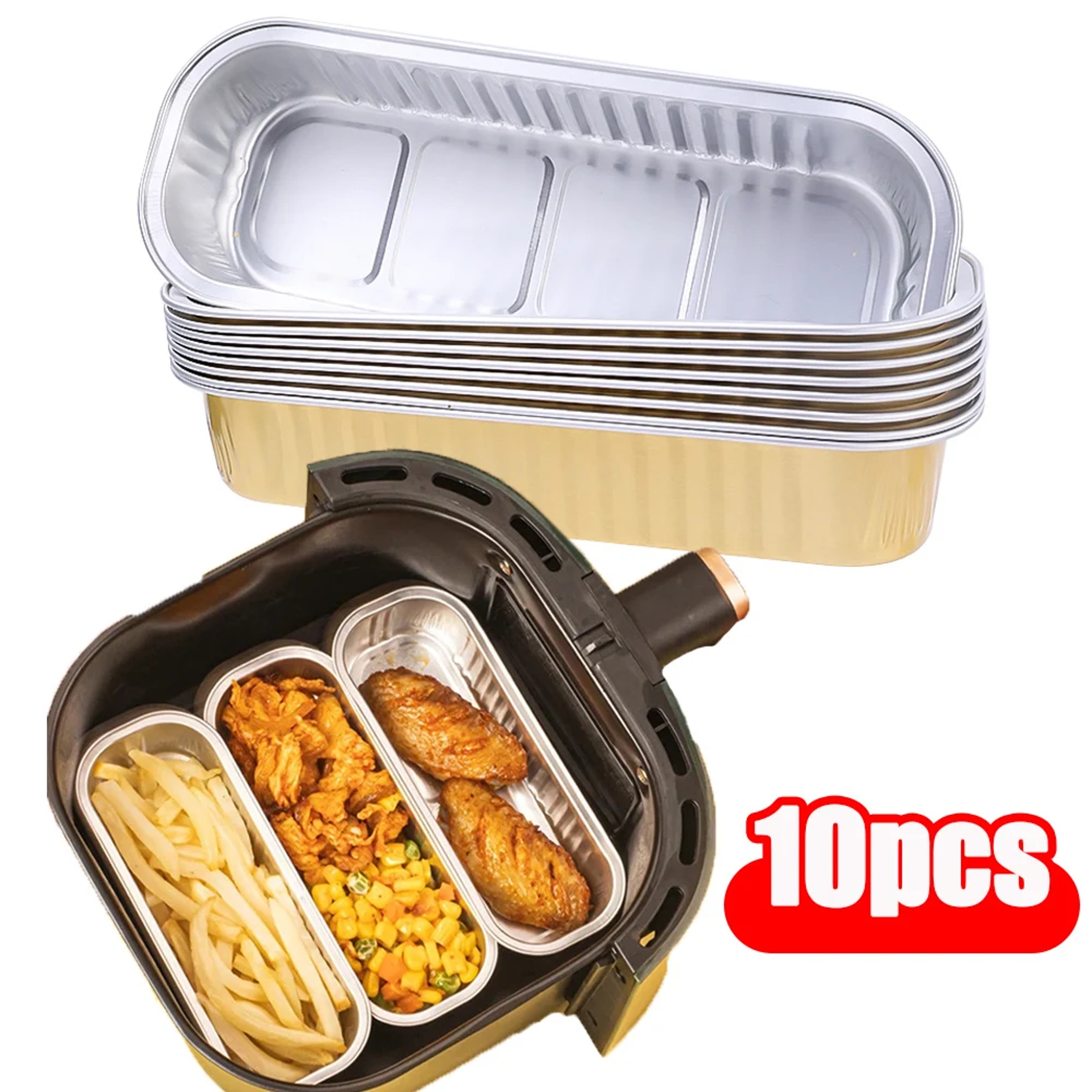 Disposable Aluminum Foil Baking Tray, Air Fryer Grilling Tray Box, BBQ Pans Kitchen Accessories – view 1