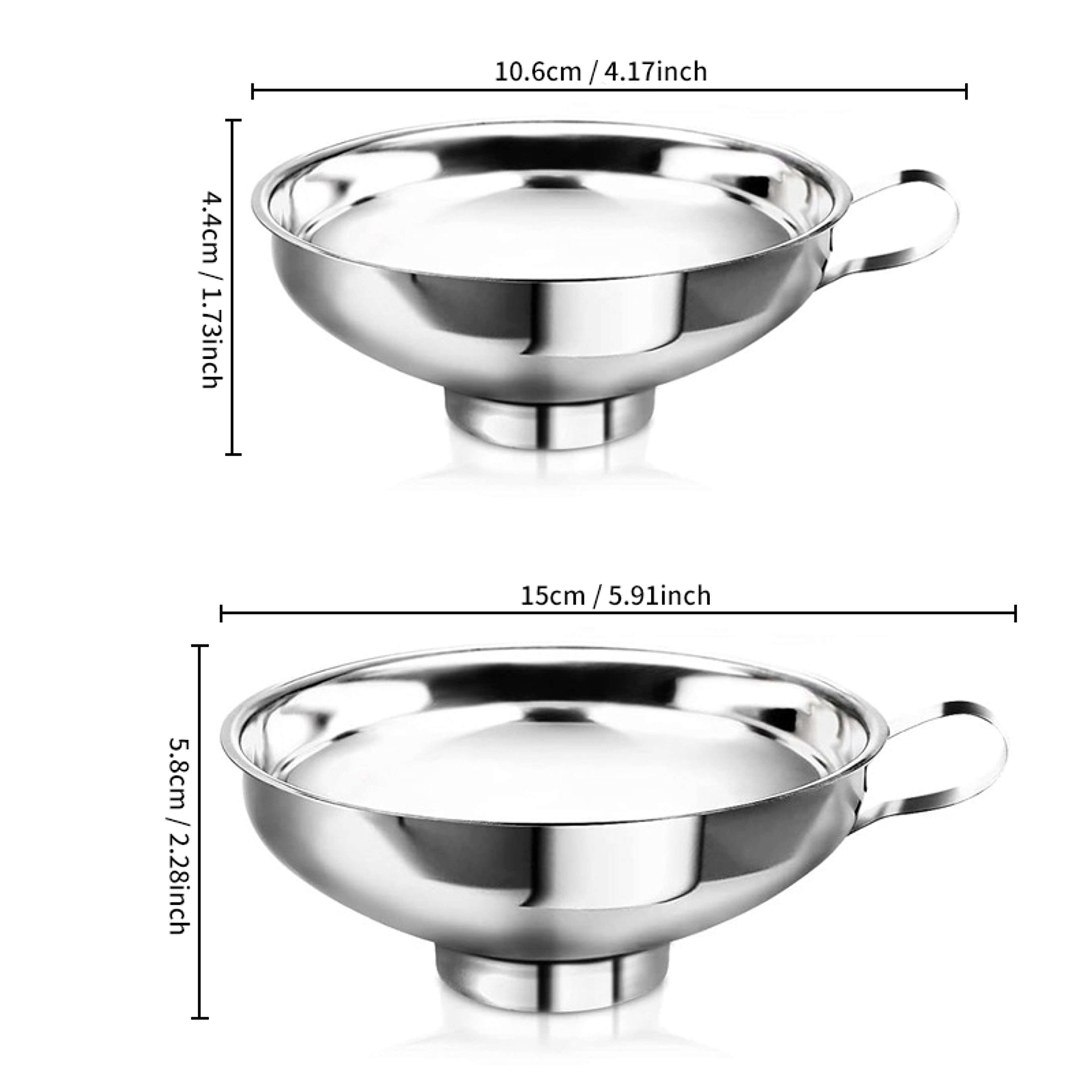 Stainless Steel Canning Funnel With Handle Wide And Regular Jar Funnel For Liquids Jams Oils Spices 5