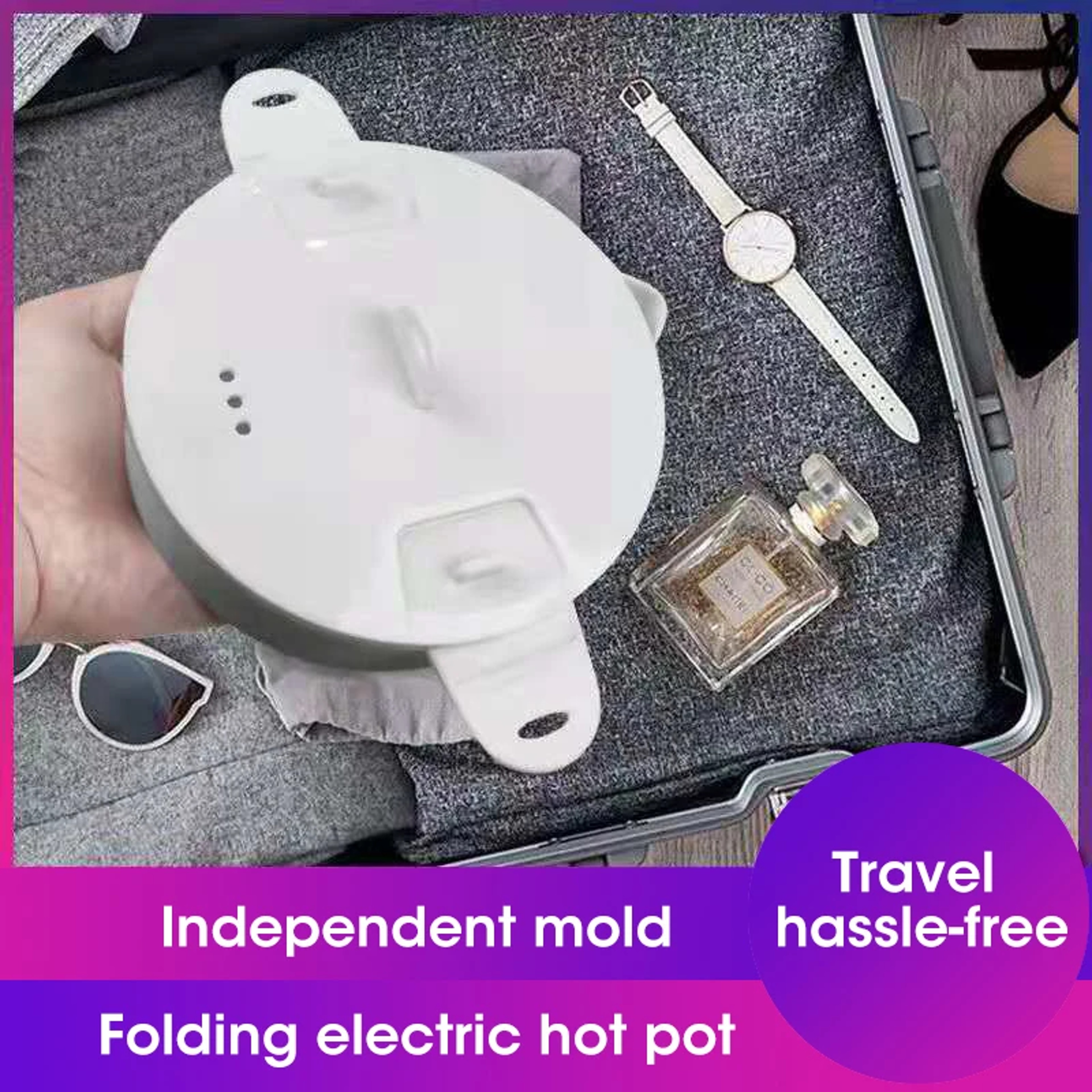 Multi Portable Fold able Silicone Pot, Travel Electric Kettle, Camping Hot Pot Water Boiler, Compact Folding – view 5
