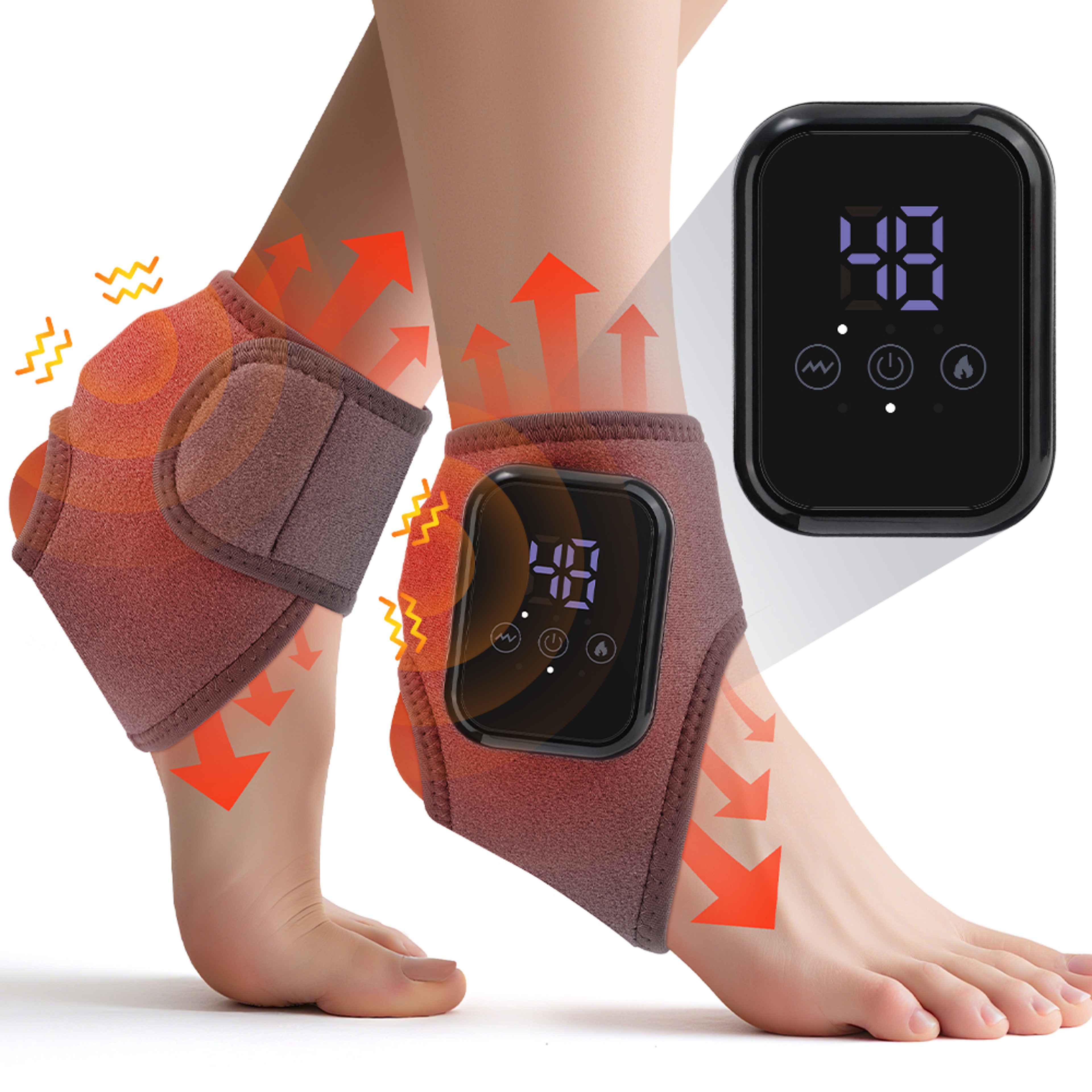Foot Heat Massager Hot Compresses  Vibration Massager Timer Breathable Material USB Foot And Ankle  0