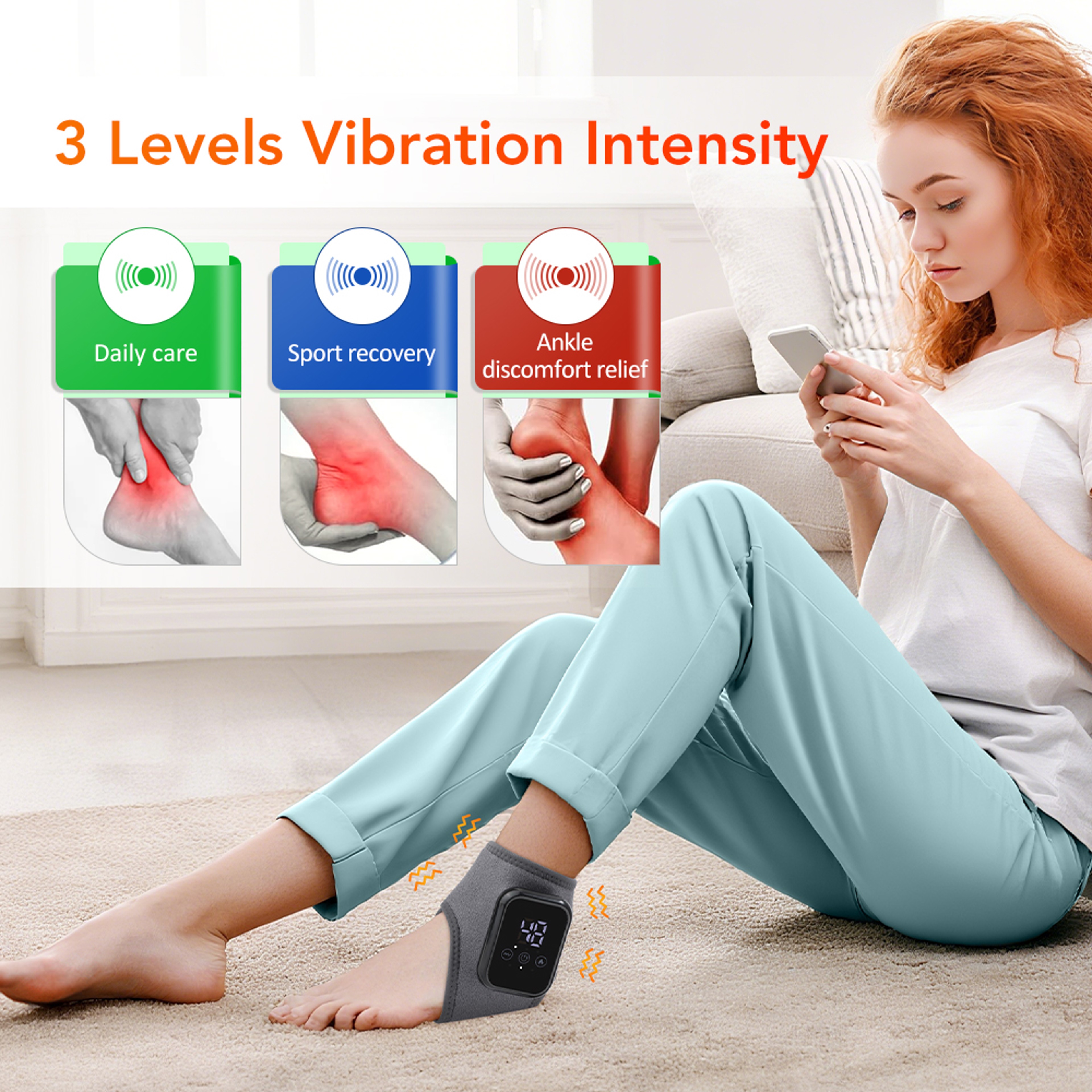Foot Heat Massager Hot Compresses  Vibration Massager Timer Breathable Material USB Foot And Ankle  2