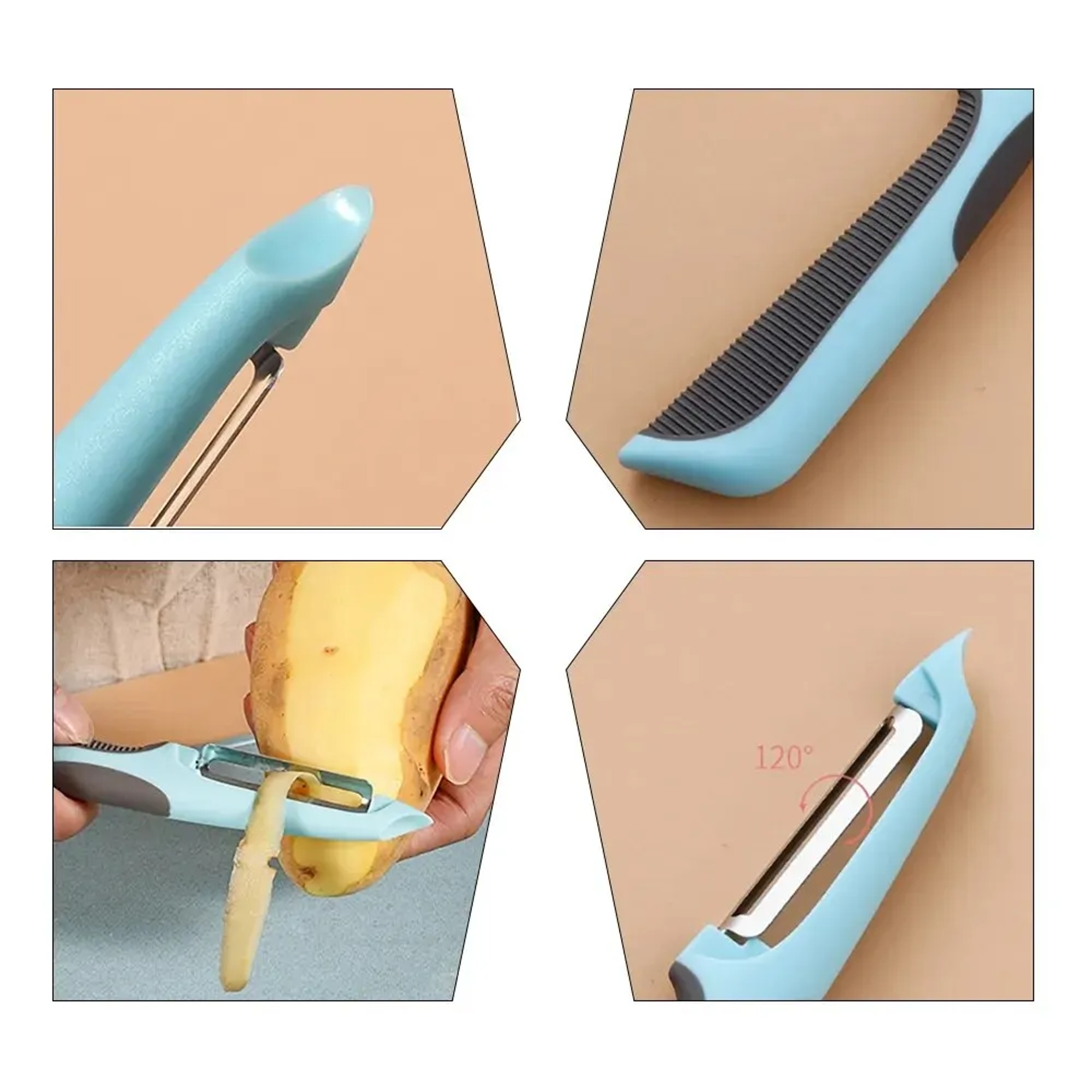 Stainless Steel Multi-Functional Vegetable & Fruit Peeler, Manual Fast Kitchen Tool for Efficient Processing – view 6