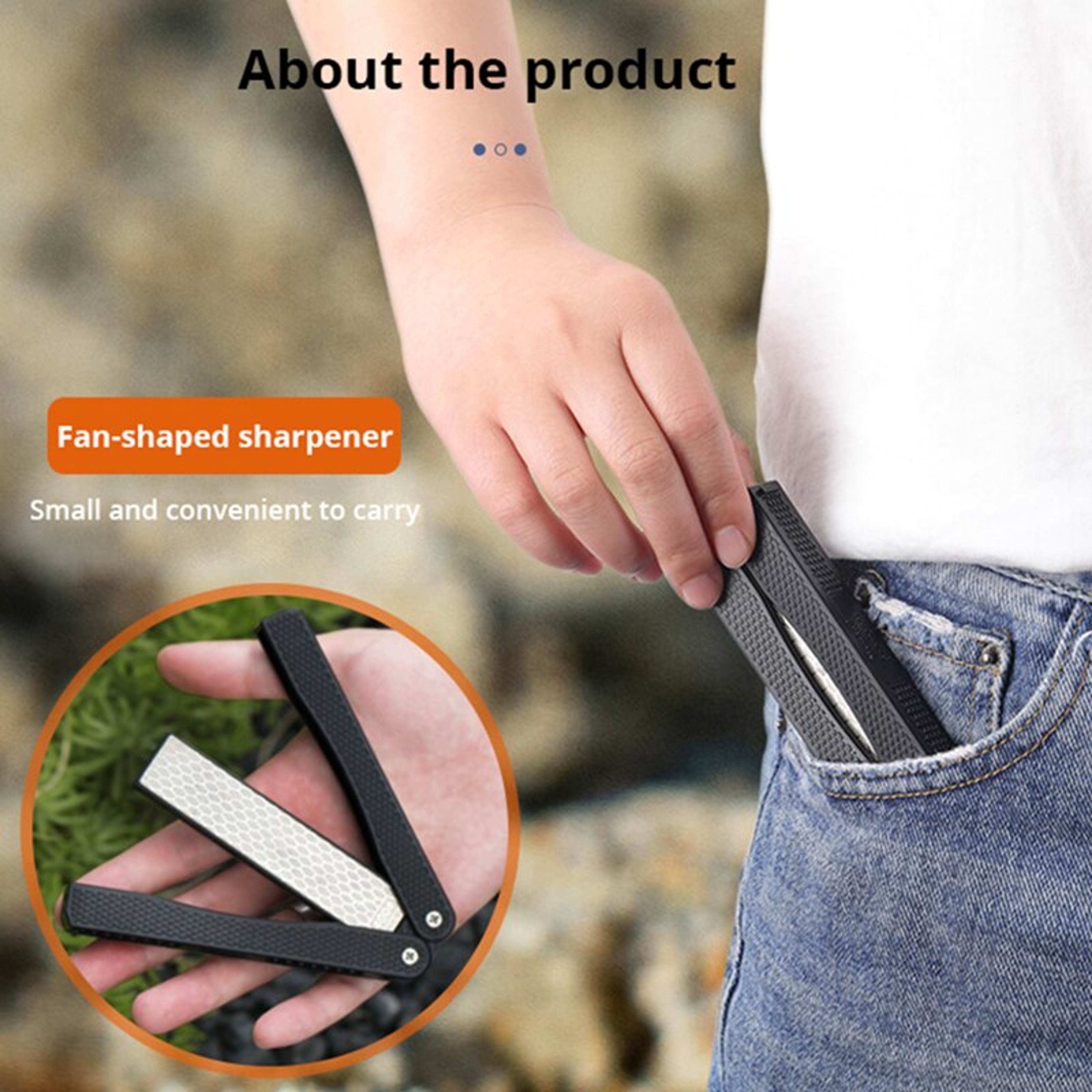 Portable Double Side Grindstone, Professional Diamond Knife Sharpener, Kitchen Folding Pocket Sharpening Stone – view 4
