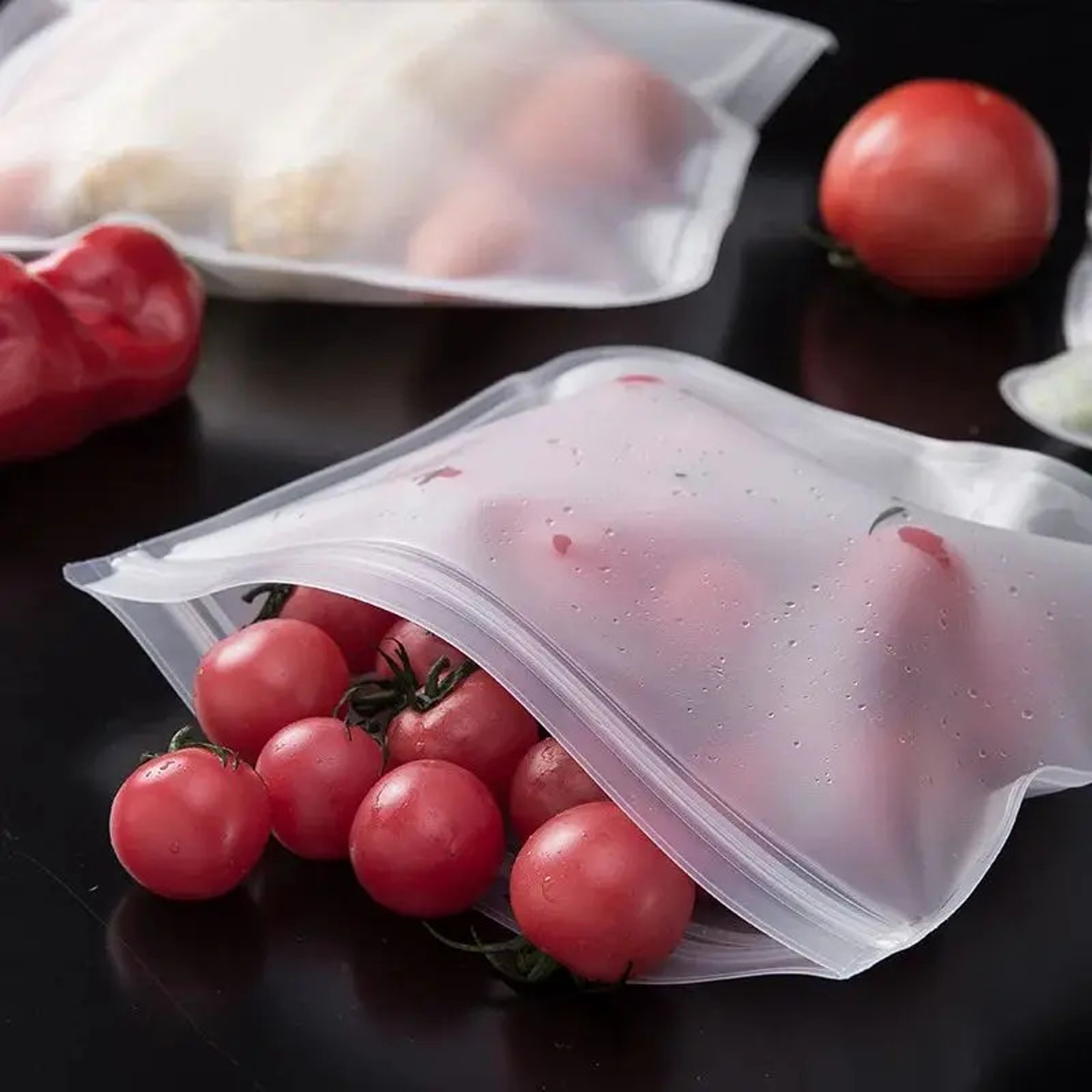Silicone Food Storage, Reusable Containers, Leak proof Food Storage Bags, Stand Up Zip Lunch Bags, Fresh Food Cup – view 6
