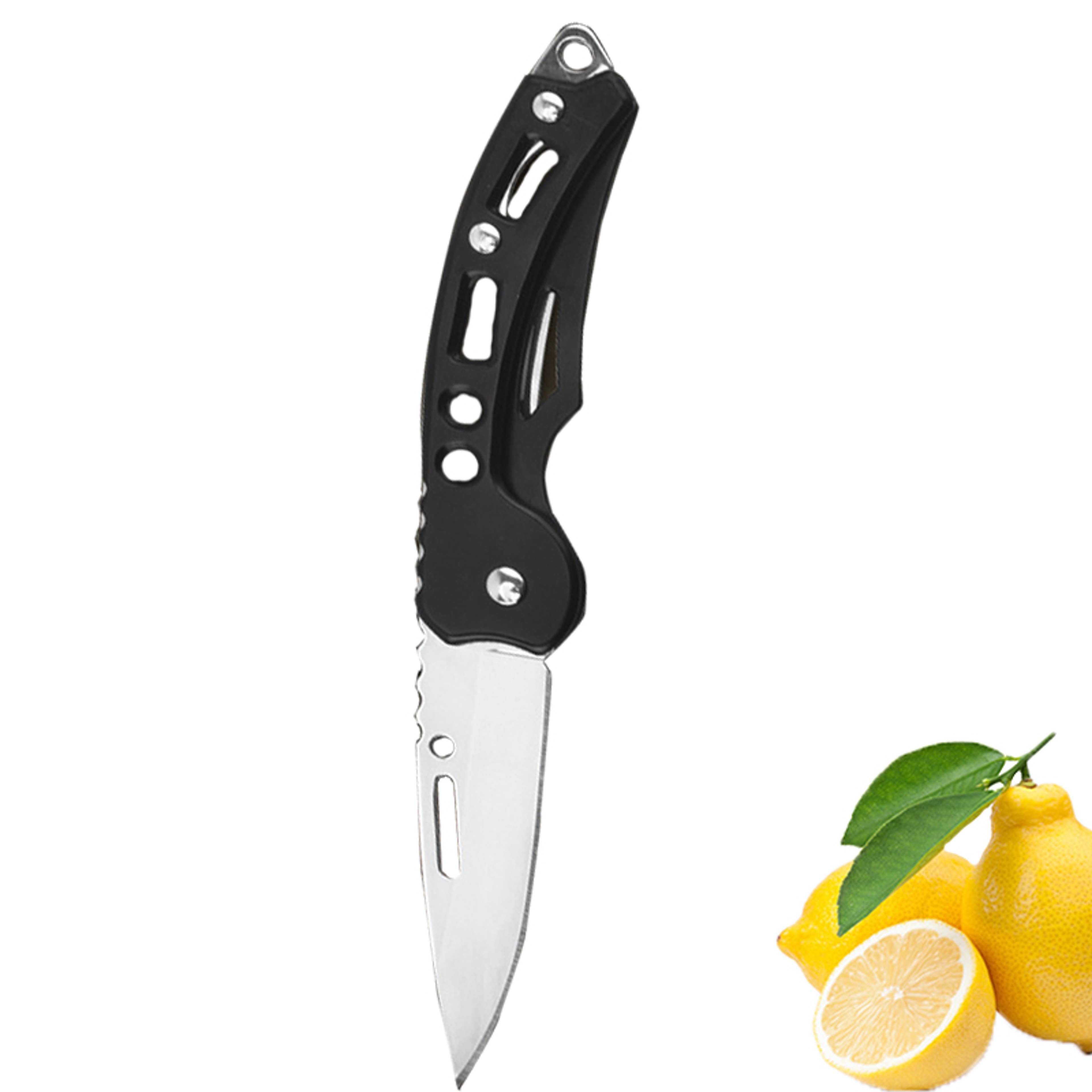 Folding Fruit Knife Stainless Steel Pocket Knife Keychain Nonslip Handle Household Small Knife 8