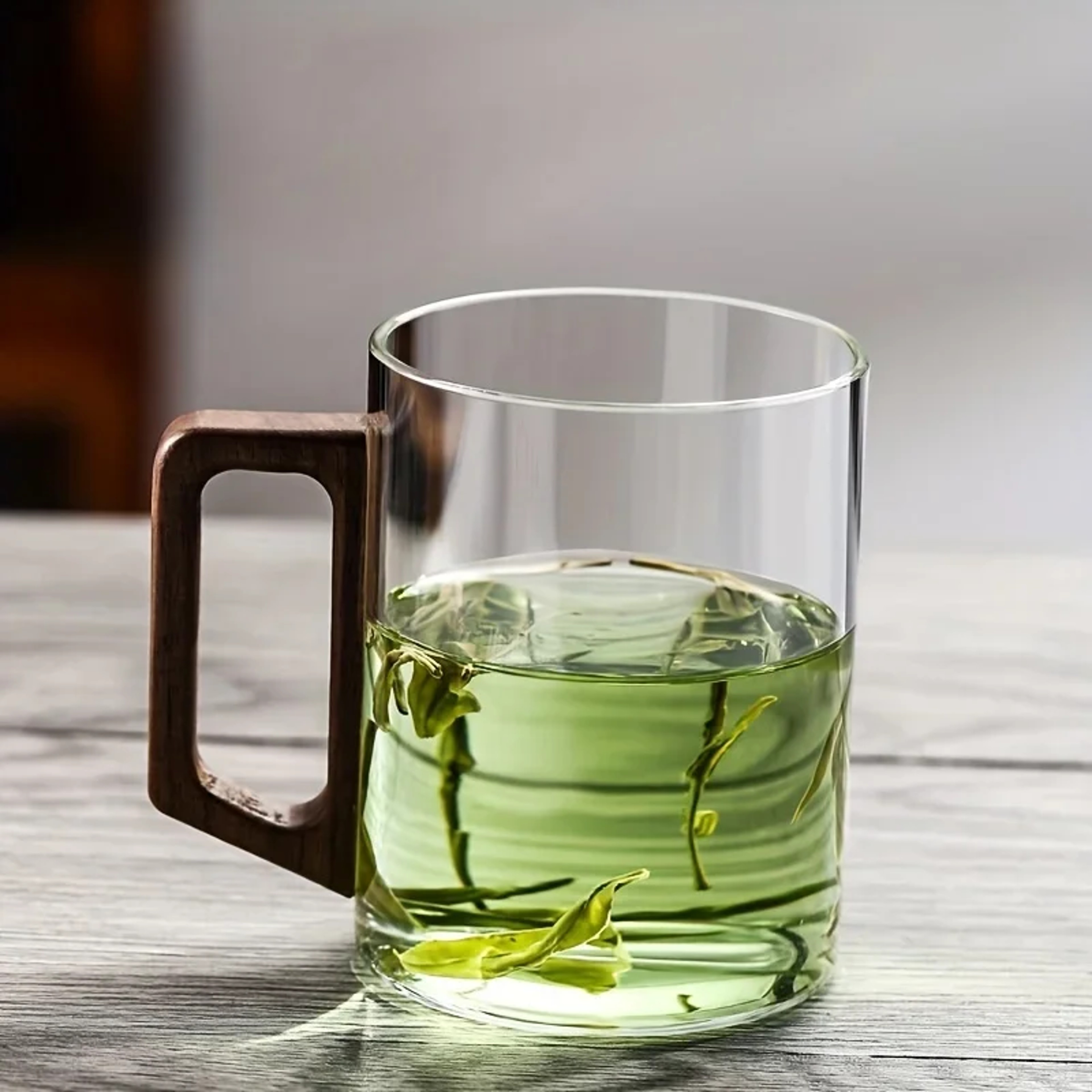 Glass Cups Walnut Handle Heatresistant Mug Large Capacity Tea Making Cup Office Drinking Glasses 6